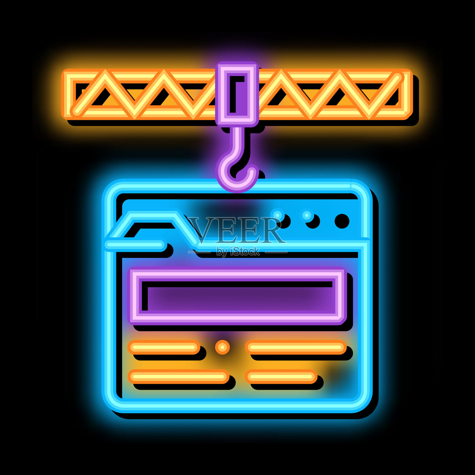 网站建设霓虹辉光图标插画图片素材