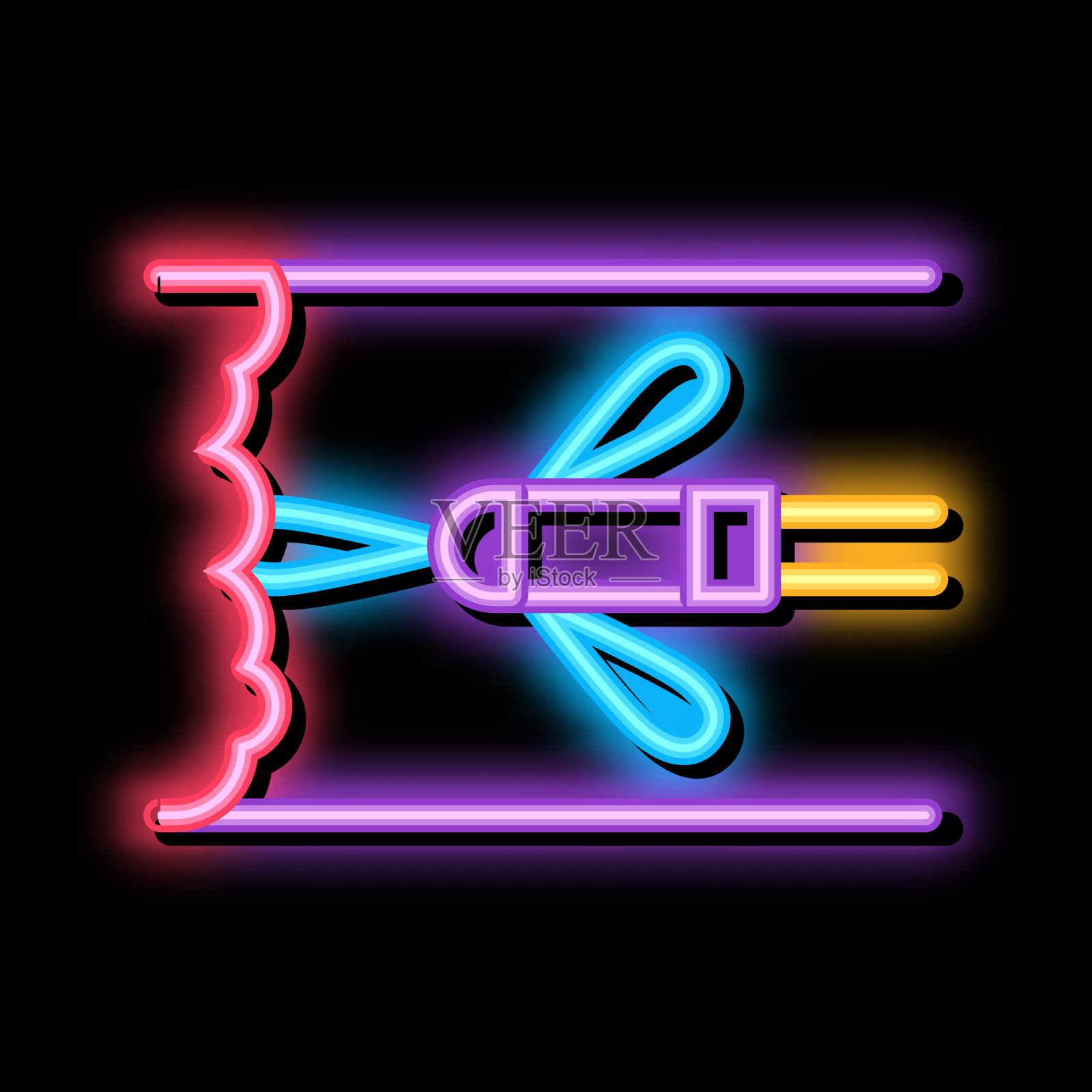 喷雾器排水管清洗霓虹辉光图标插画图片素材