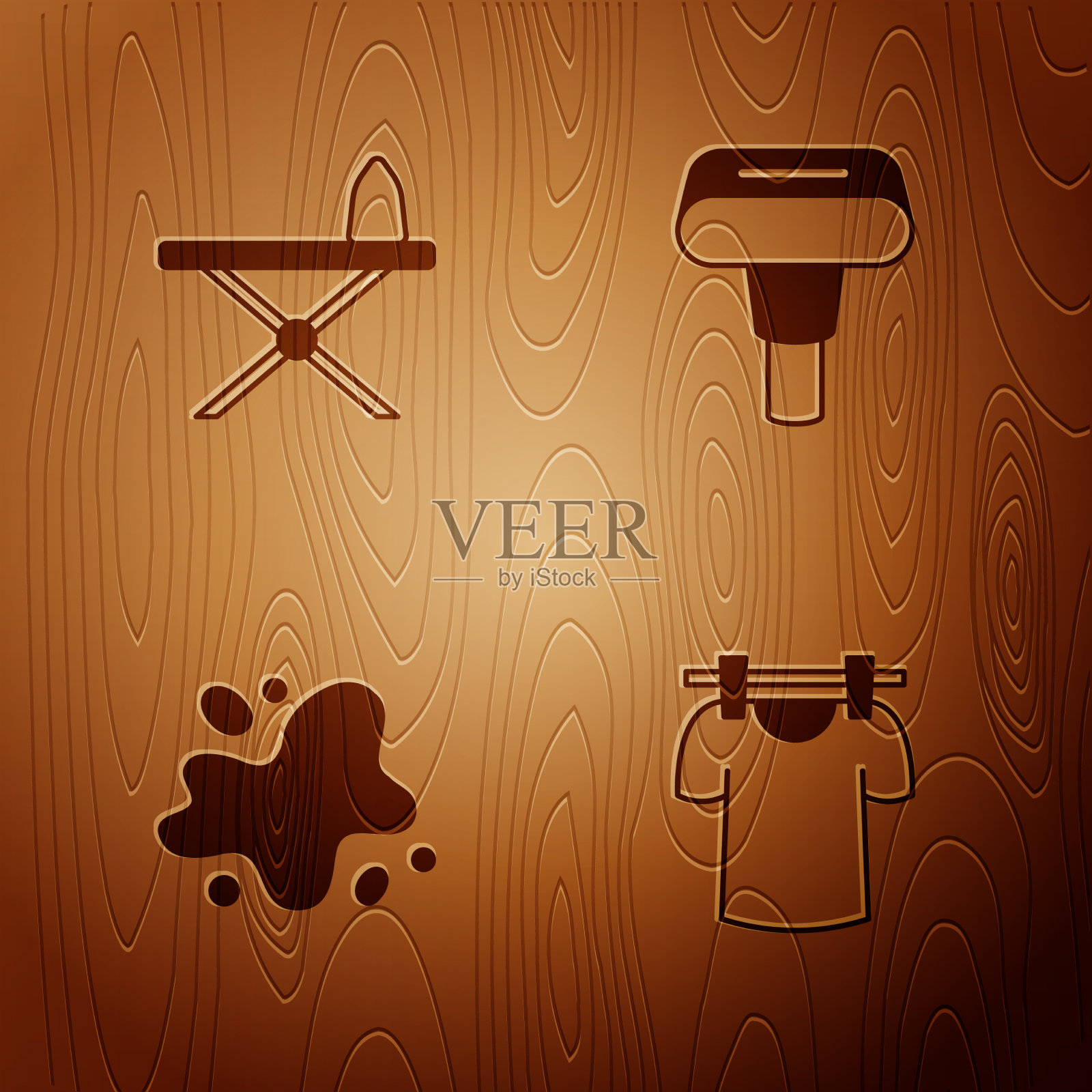 晾衣熨斗和烫衣板放水图标素材