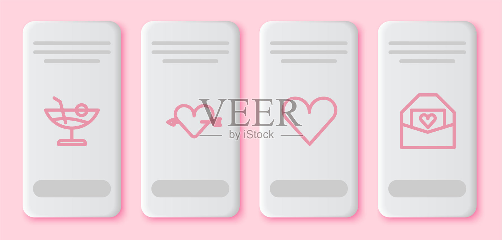 用心和箭定线鸡尾酒恋情插画图片素材