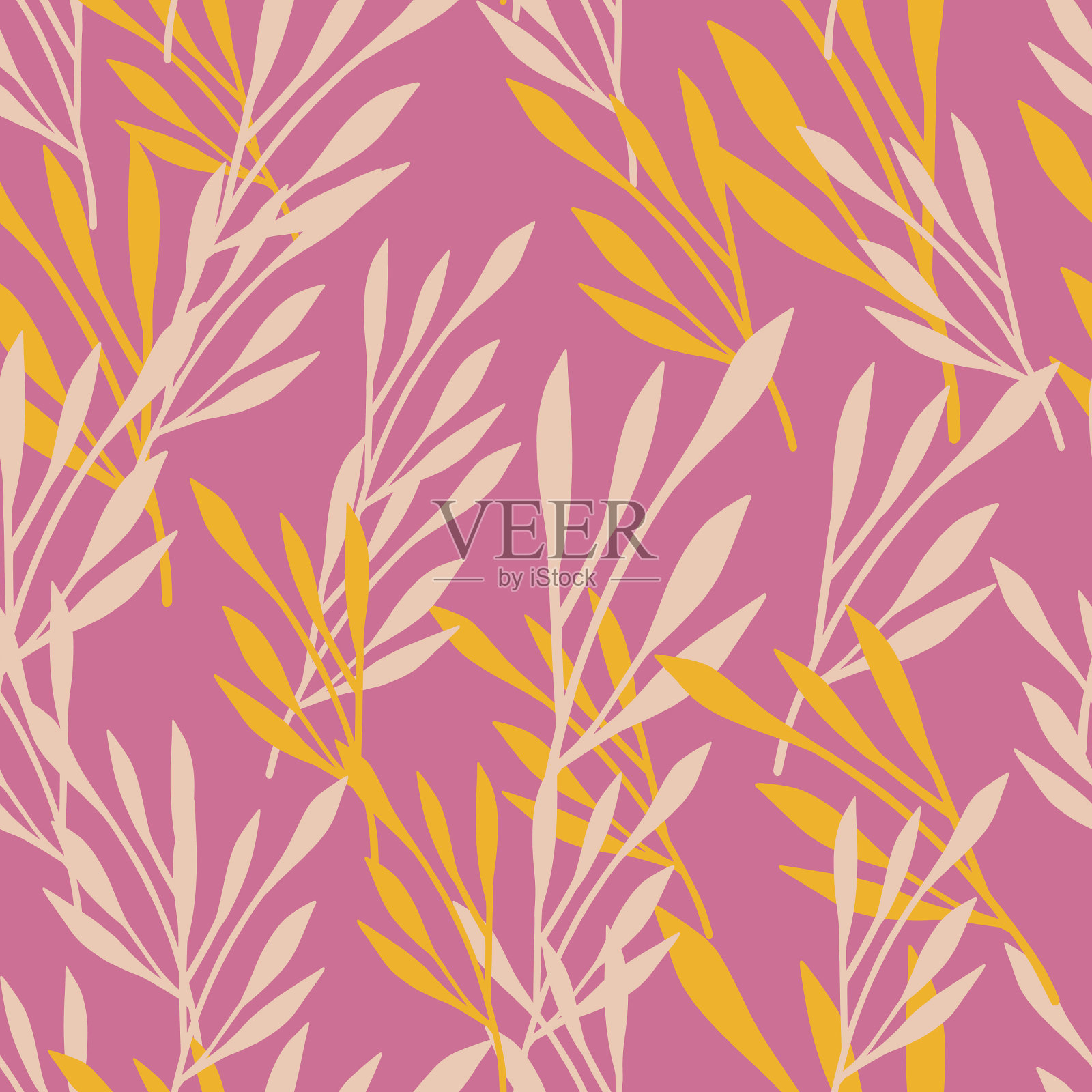 夏天树叶随机无缝的图案插画图片素材