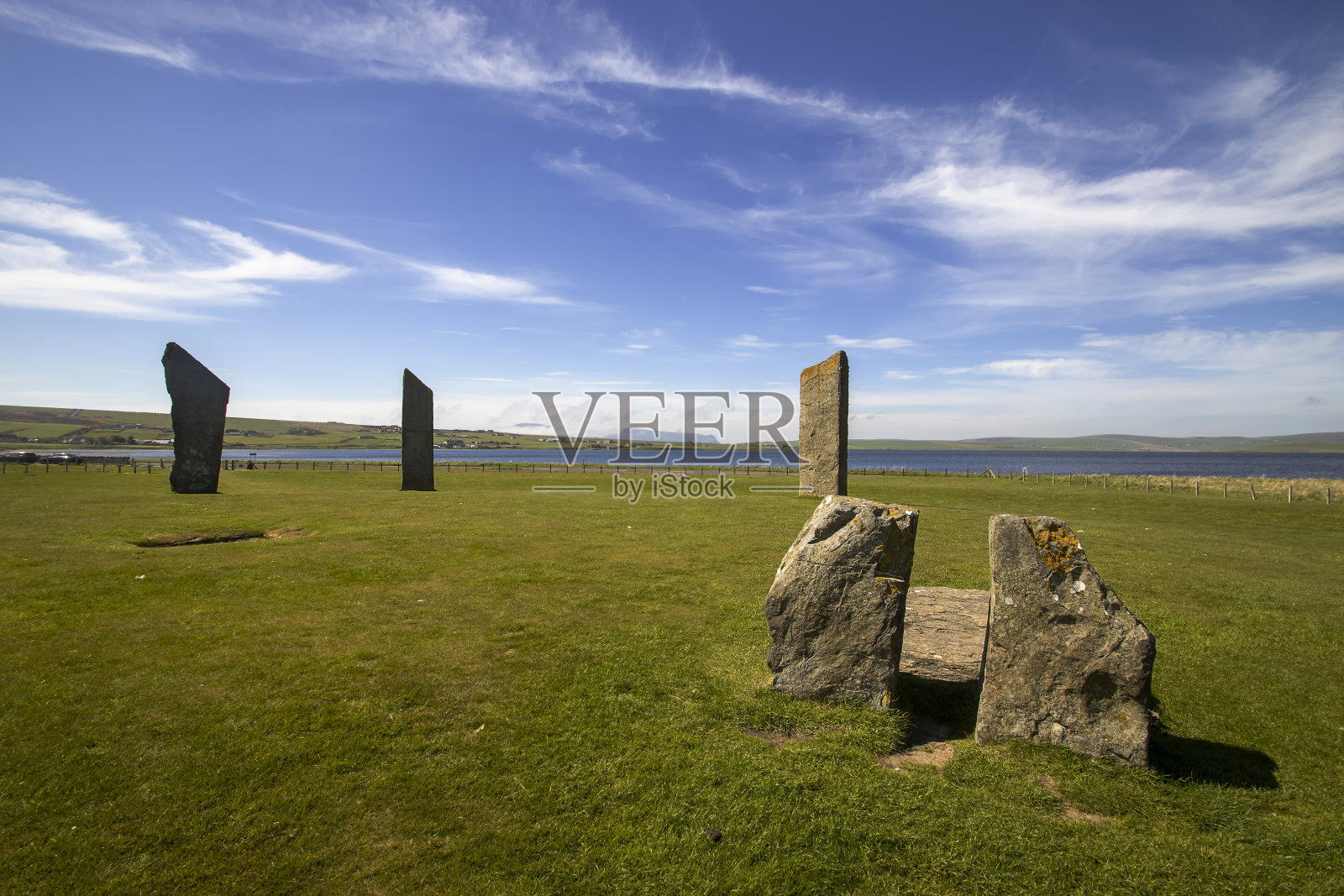 英国苏格兰奥克尼斯坦尼斯的古老立石照片摄影图片