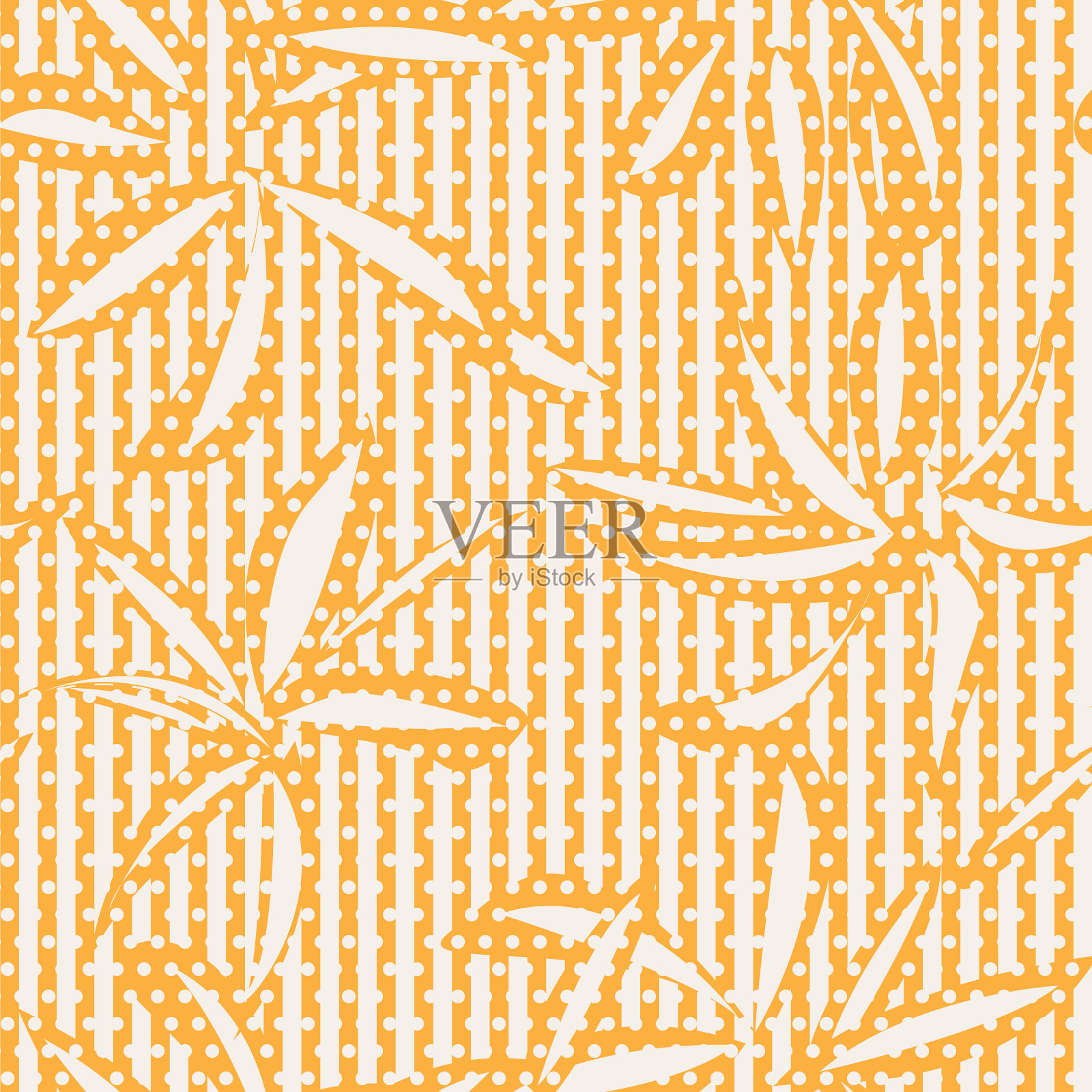 桔黄色植物花卉无缝花纹搭配插画图片素材