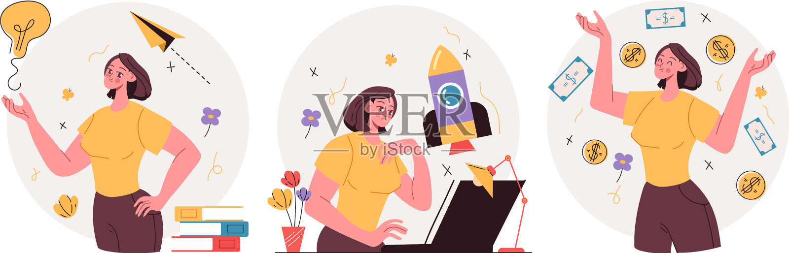 商业女性性格的创造与发展插画图片素材