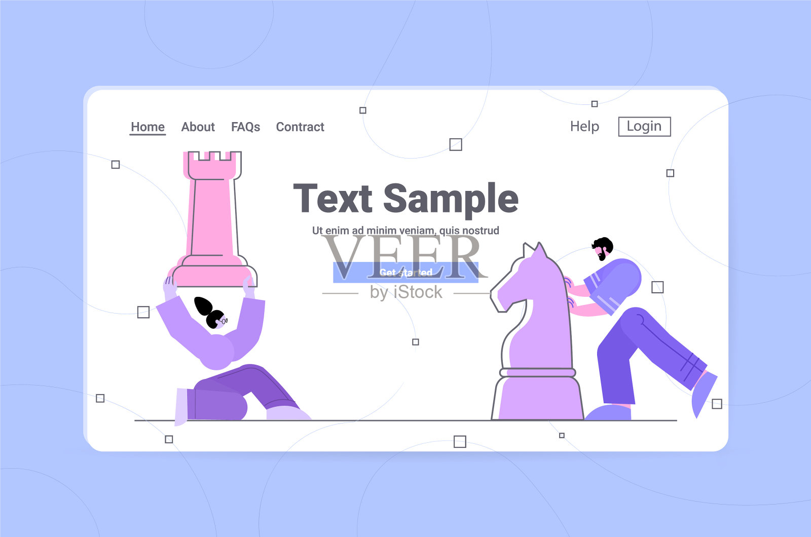 商务人士推动国际象棋数字进行头脑风暴插画图片素材