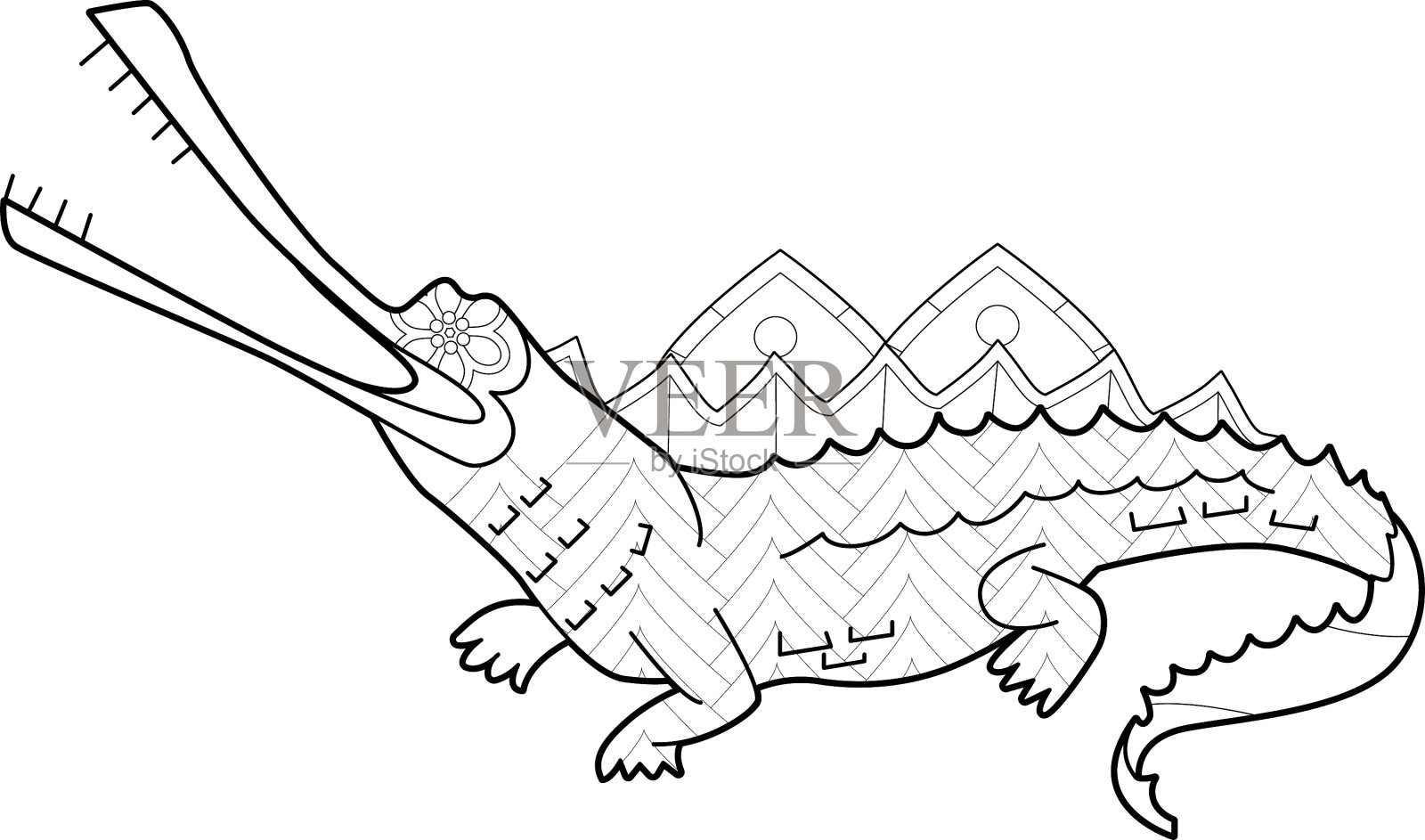 轮廓线形的动物用色书可爱插画图片素材