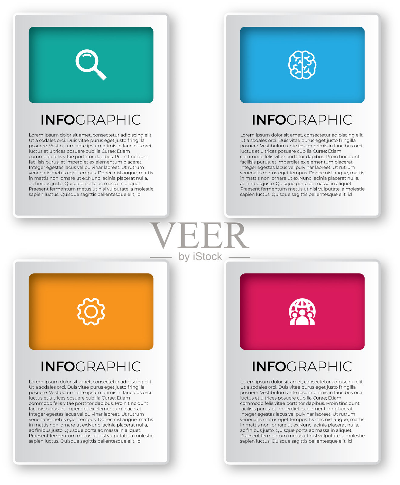 方形信息图设计与图标隔离设计模板素材
