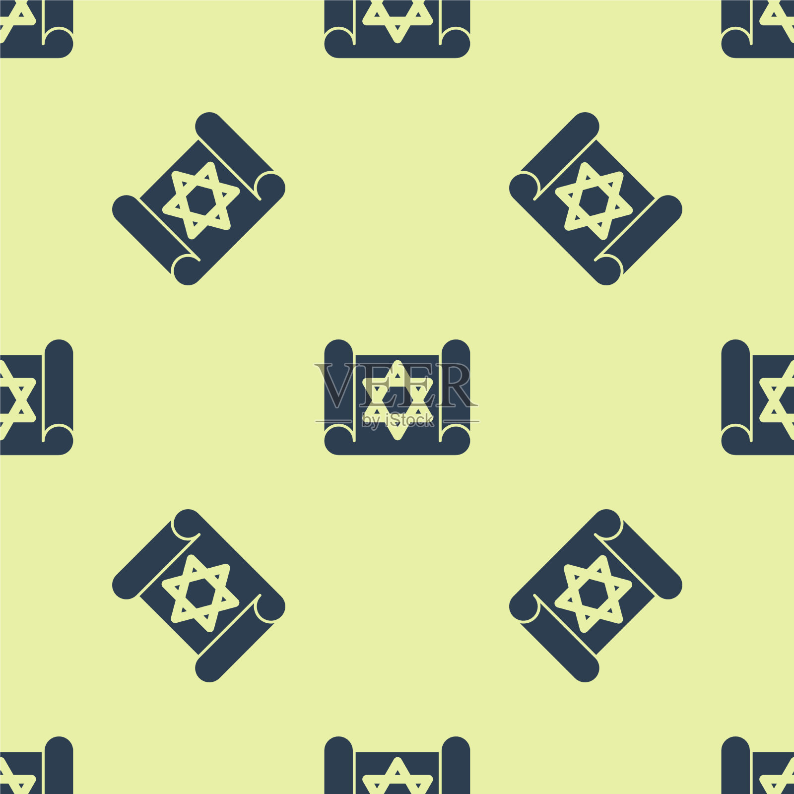 蓝色torah卷轴图标隔离无缝模式插画图片素材