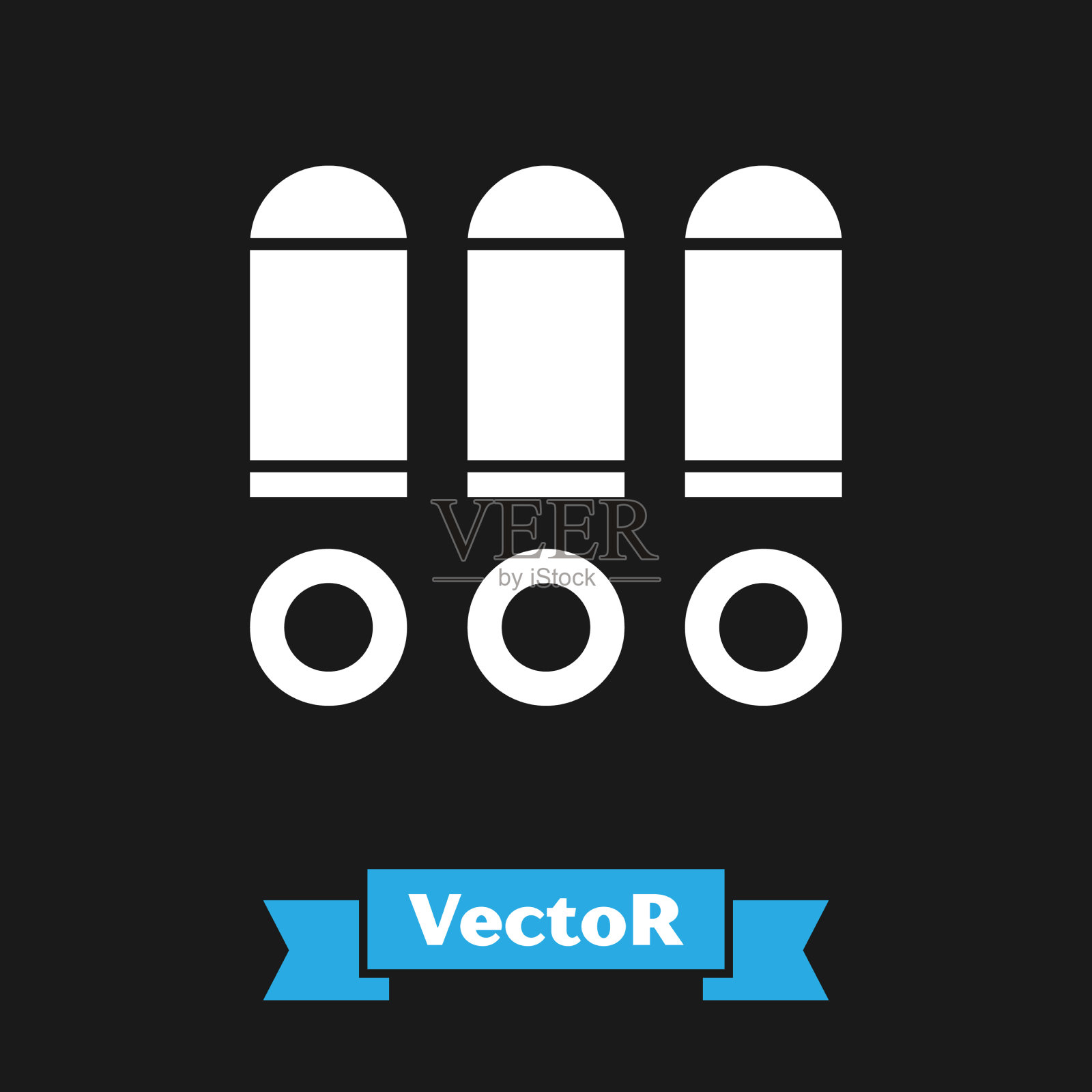 白色子弹图标孤立在黑色背景图标素材