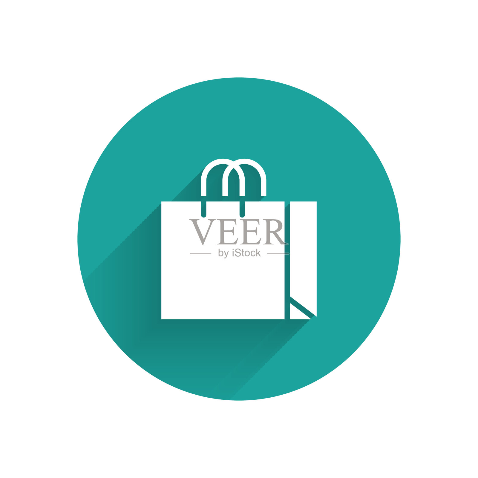 白色购物袋珠宝图标孤立与长插画图片素材