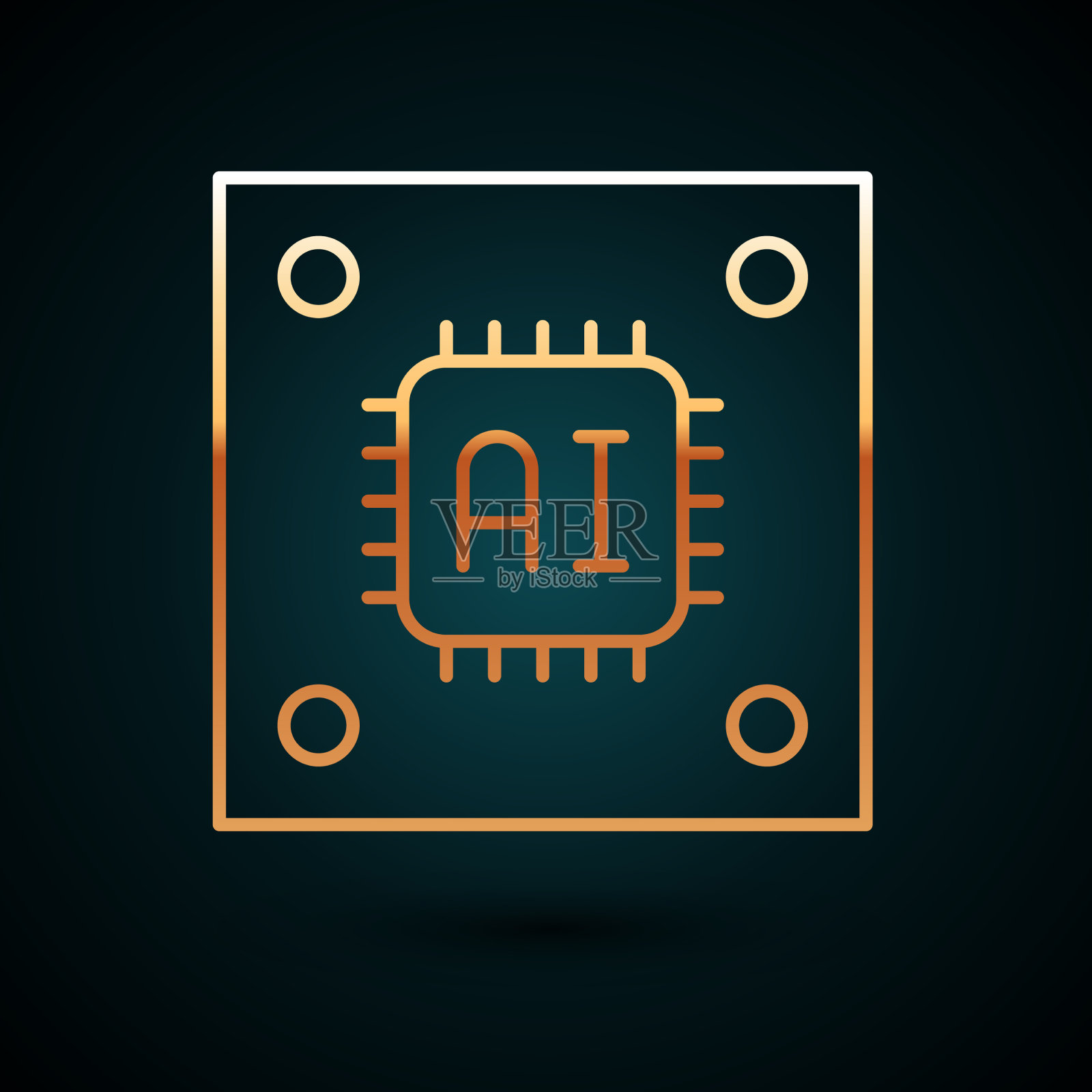 带有微电路的金线计算机处理器插画图片素材