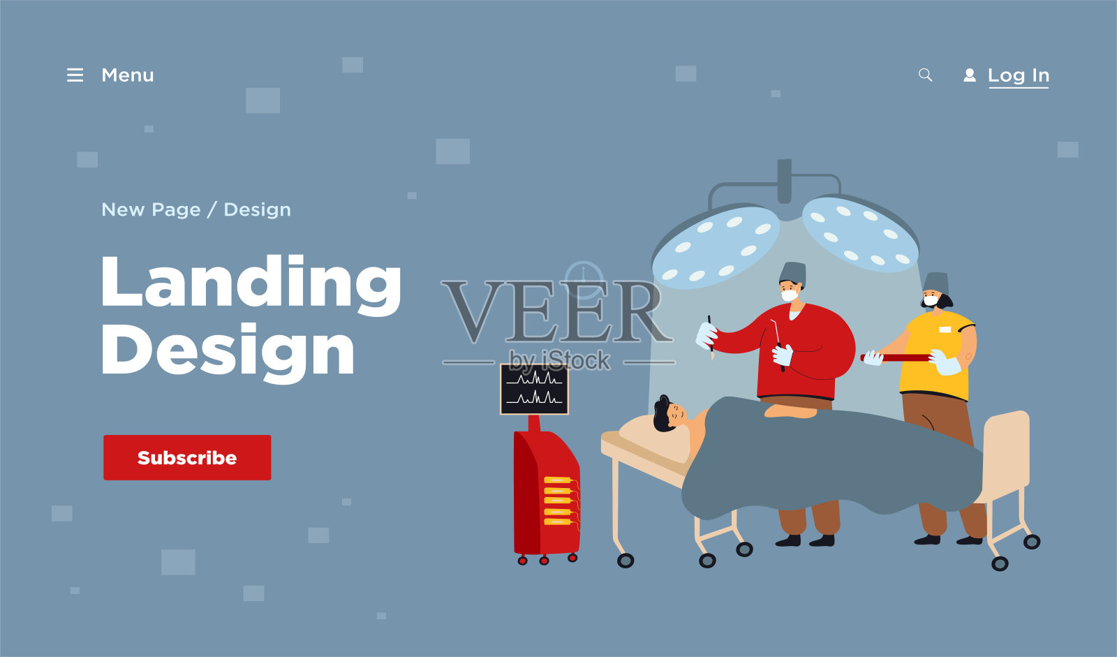 经验丰富的外科医生在手术台上为病人进行治疗插画图片素材