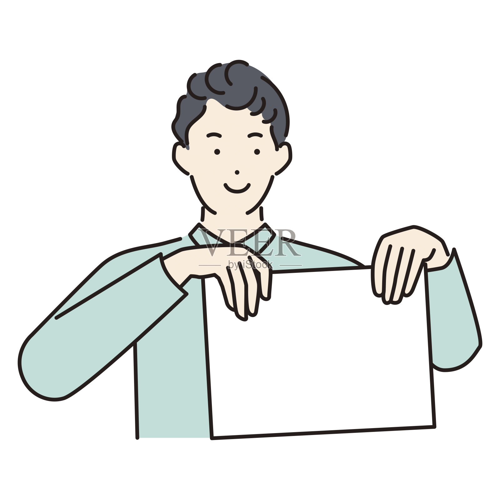 拿着白板的商人插画图片素材
