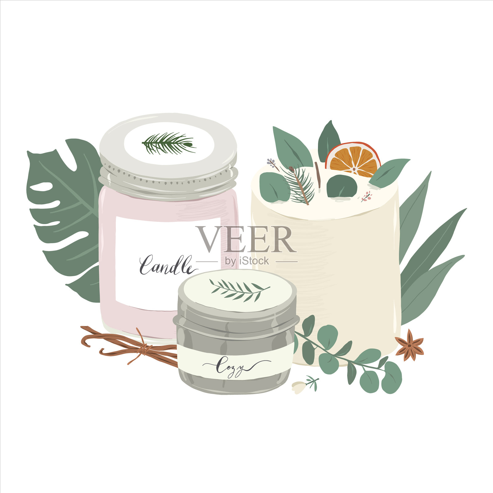 罐装有香味的天然蜡蜡烛设计元素图片