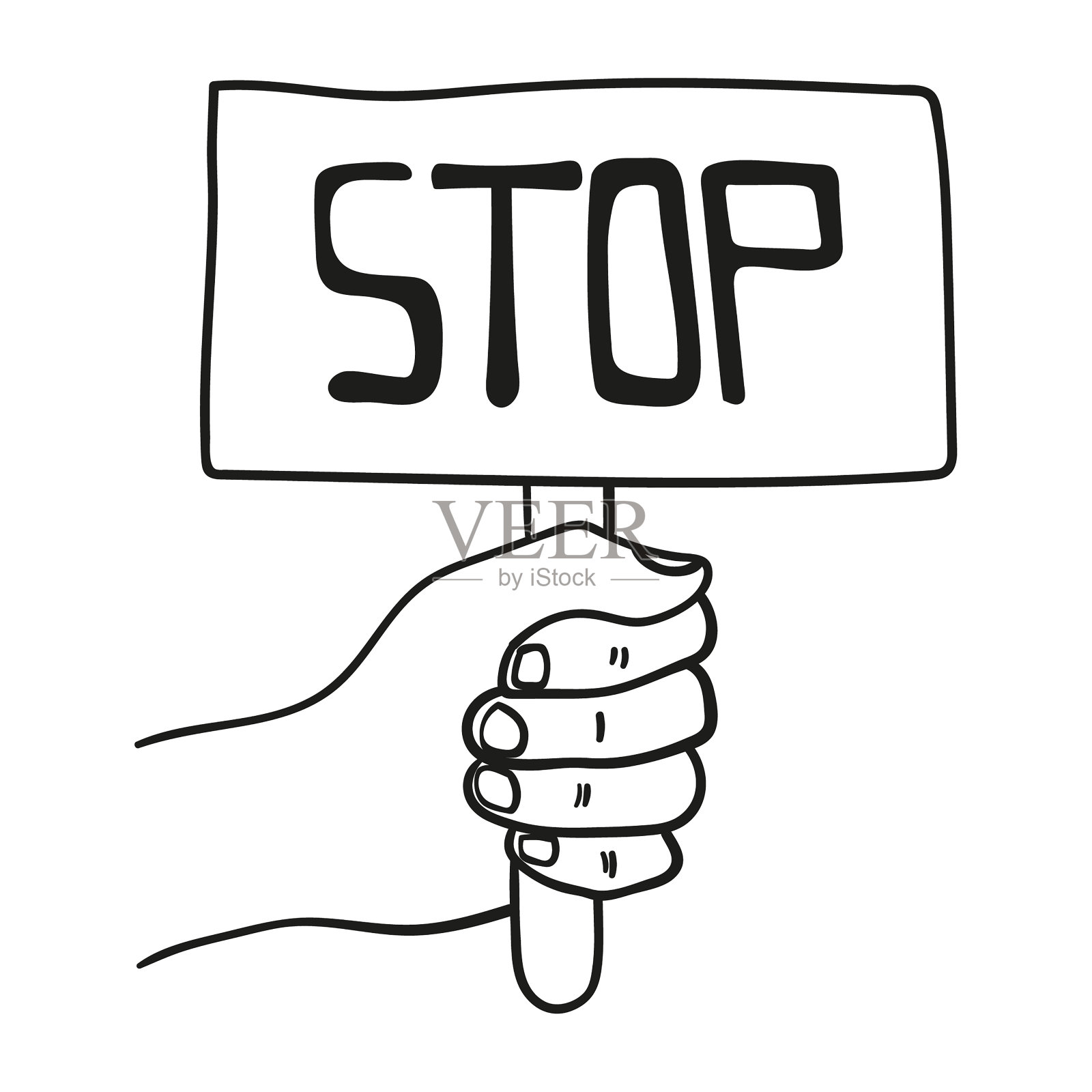 手里拿着空牌子。插画图片素材