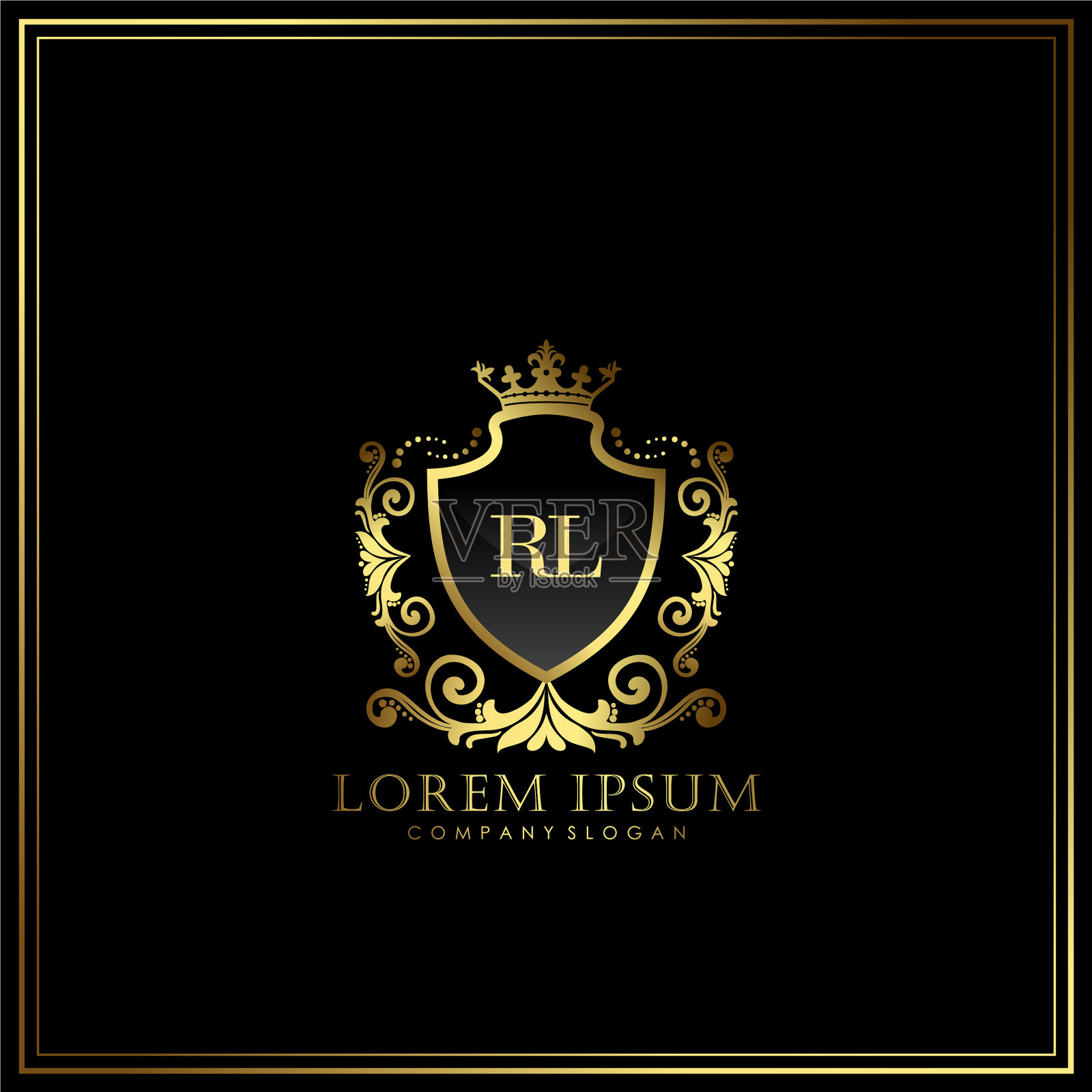 Rl首字母豪华标志模板在艺术插画图片素材