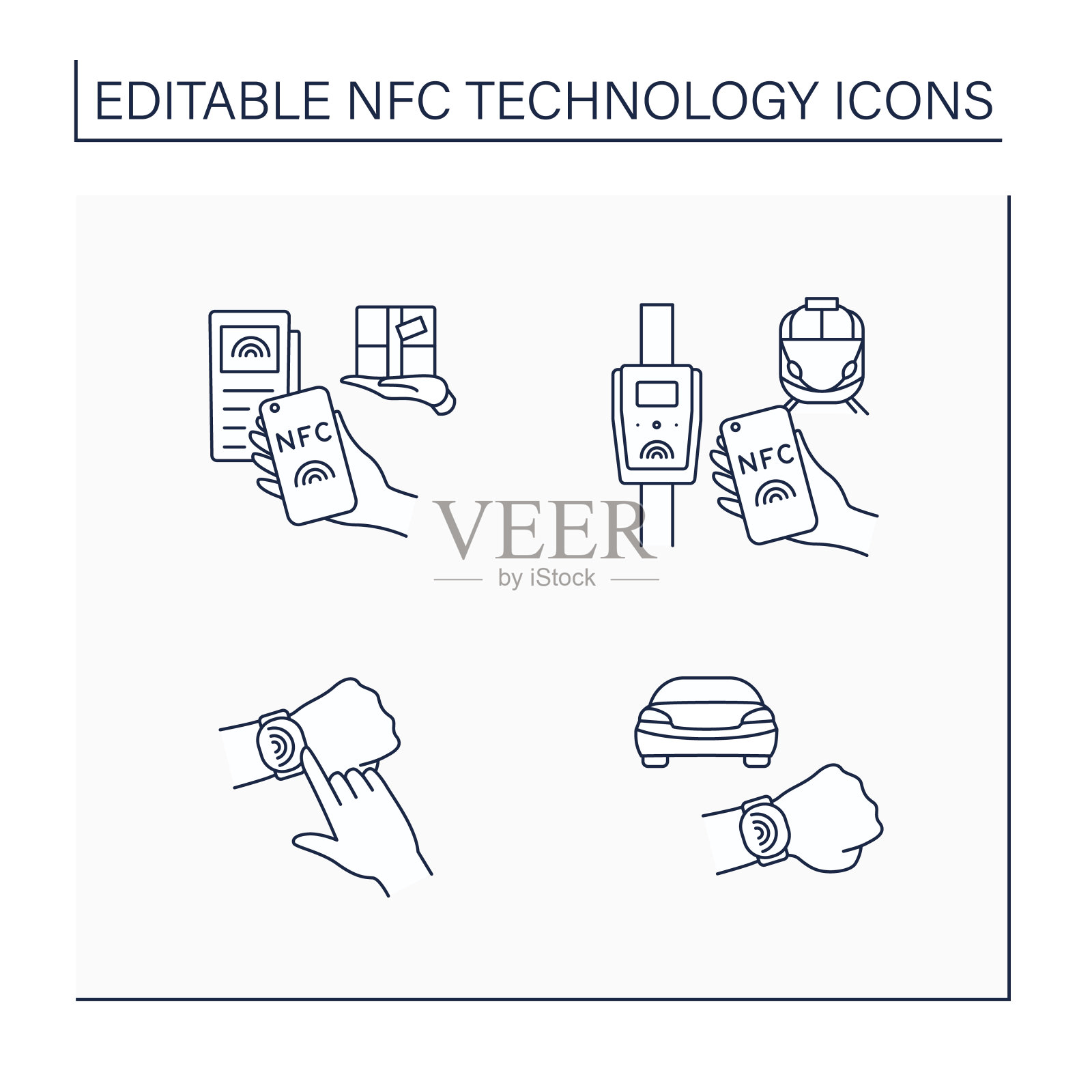 NFC技术线图标设置设计模板素材