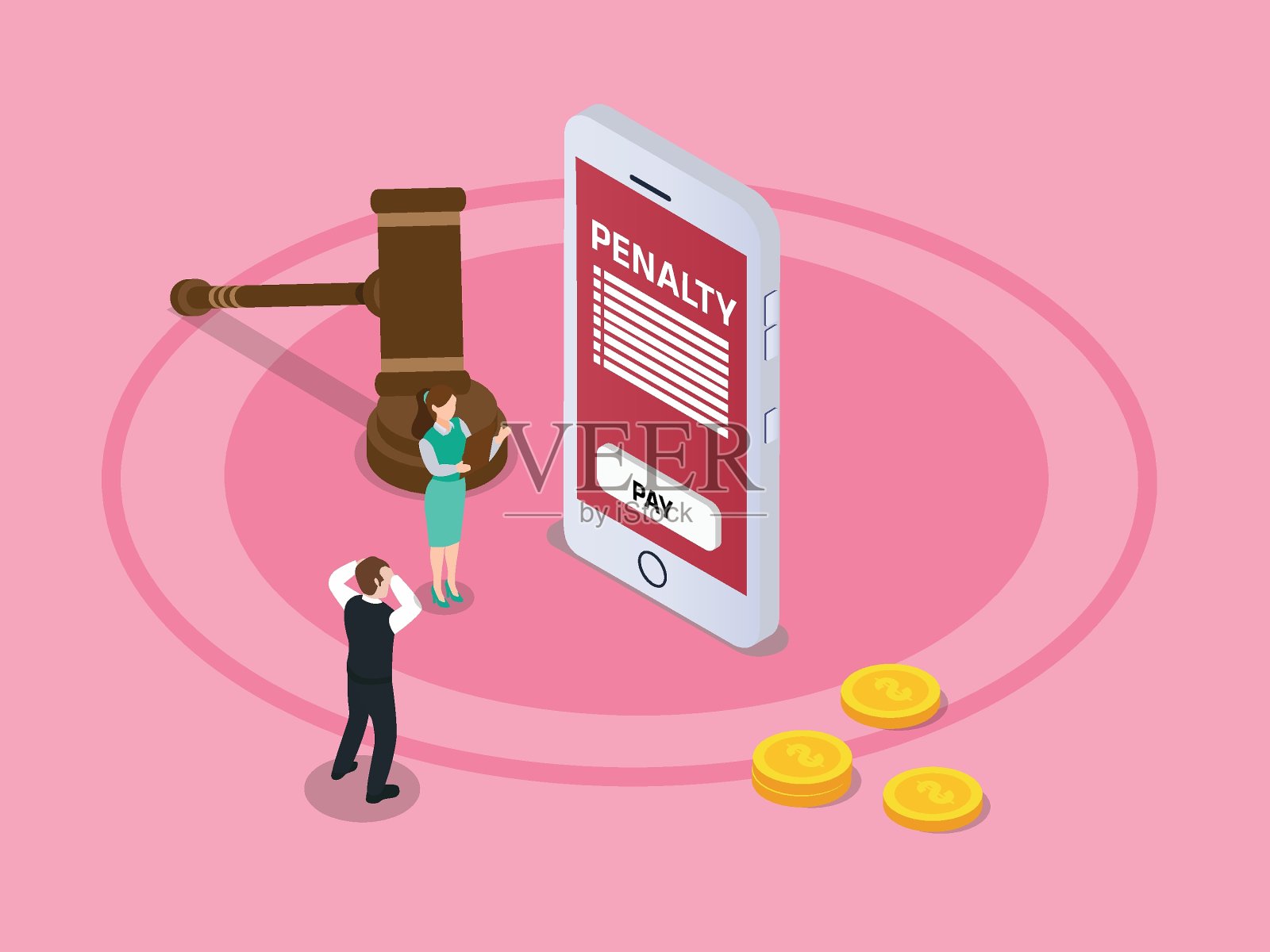 女商人显示惩罚支付惩罚插画图片素材