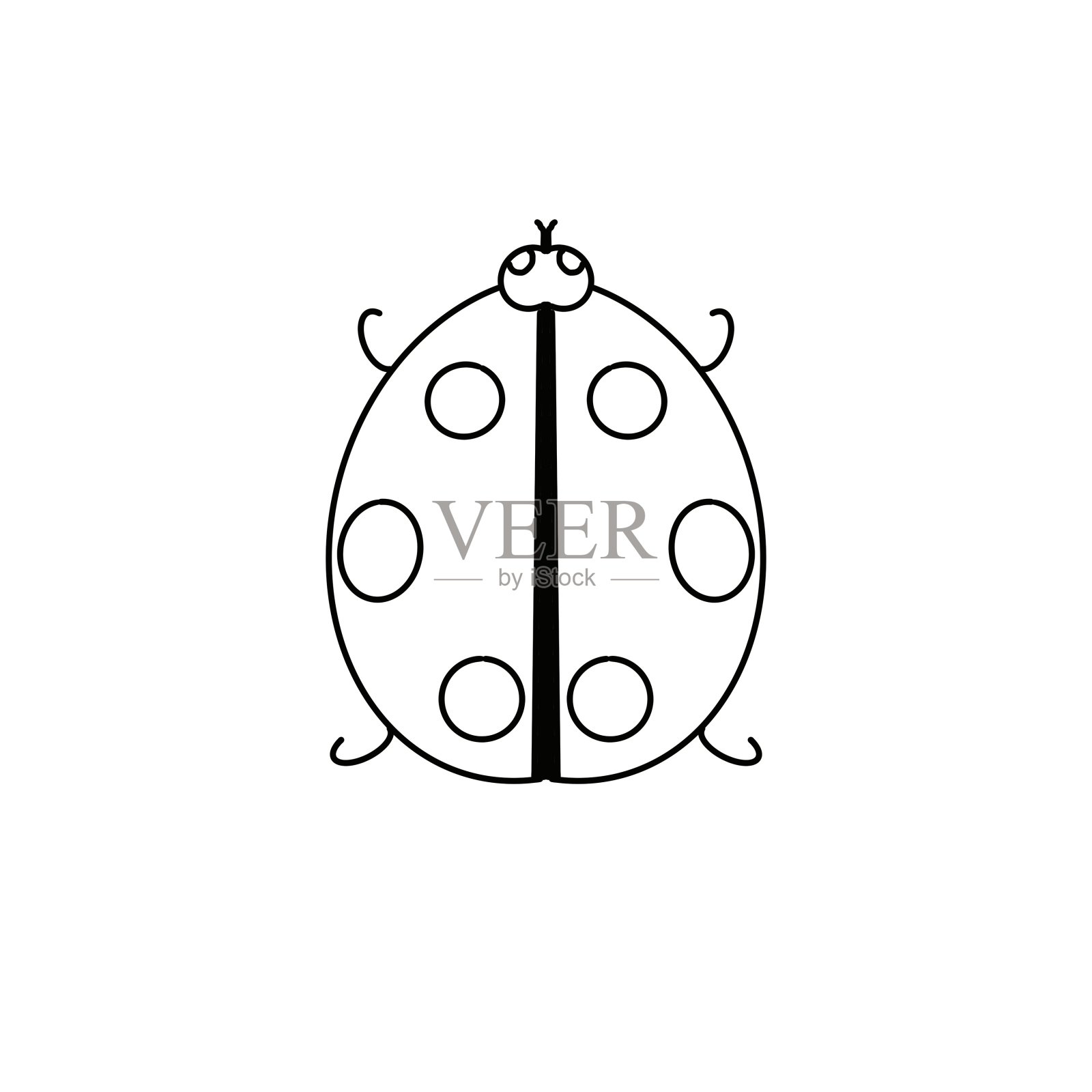 瓢虫涂鸦插图黑色和白色设计元素图片