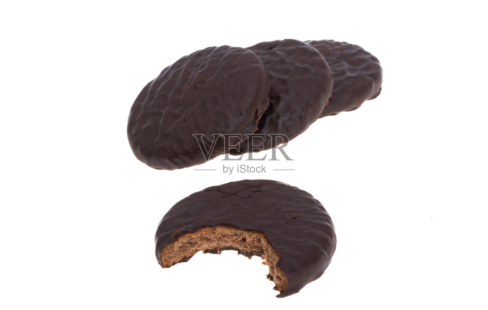 巧克力饼干与坚果孤立照片摄影图片