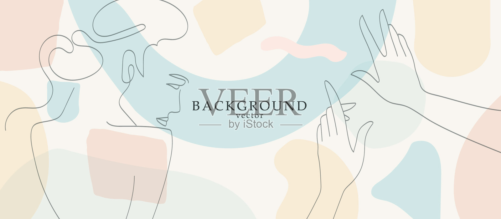 抽象艺术与女性的脸在几何形状插画图片素材