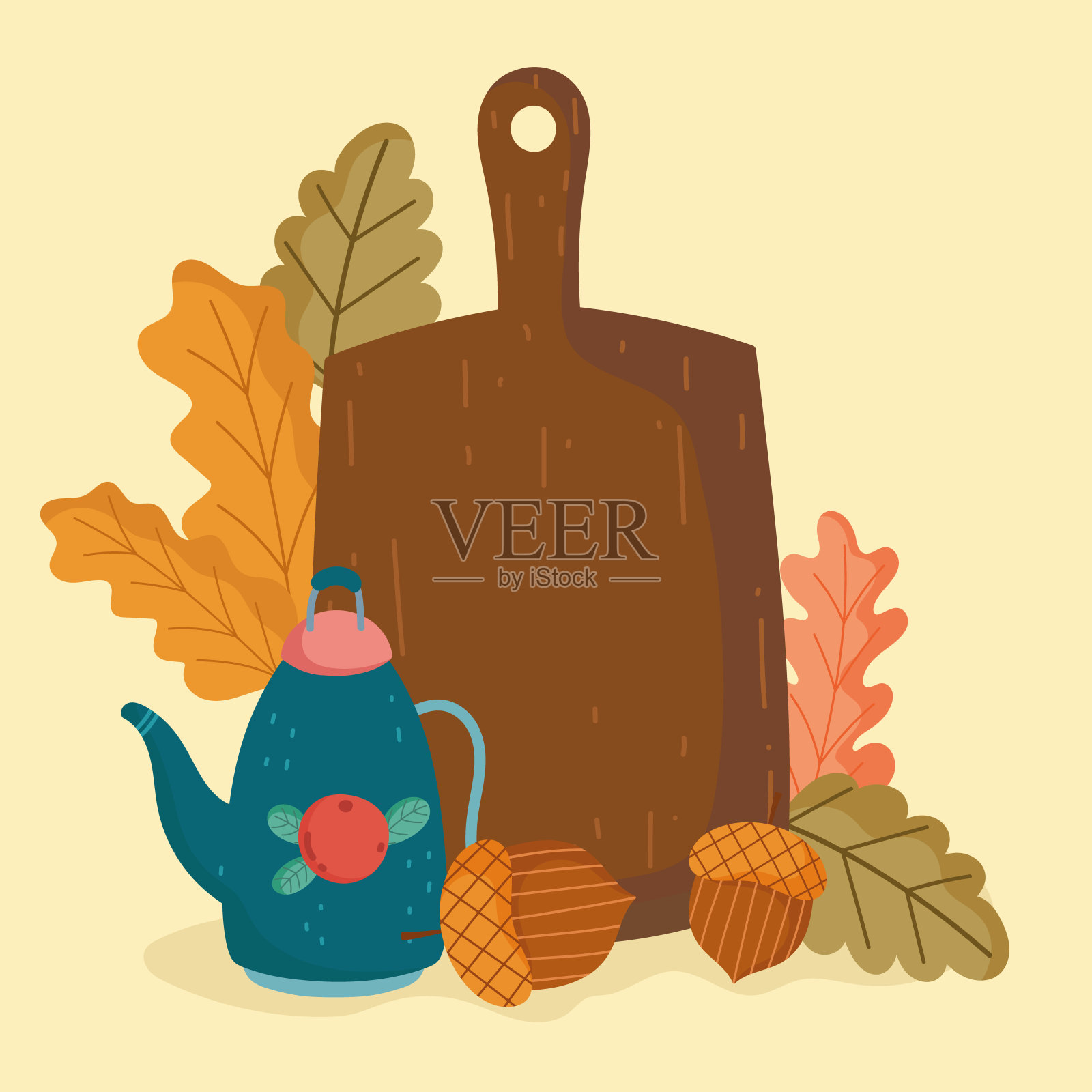 菜板茶壶插画图片素材