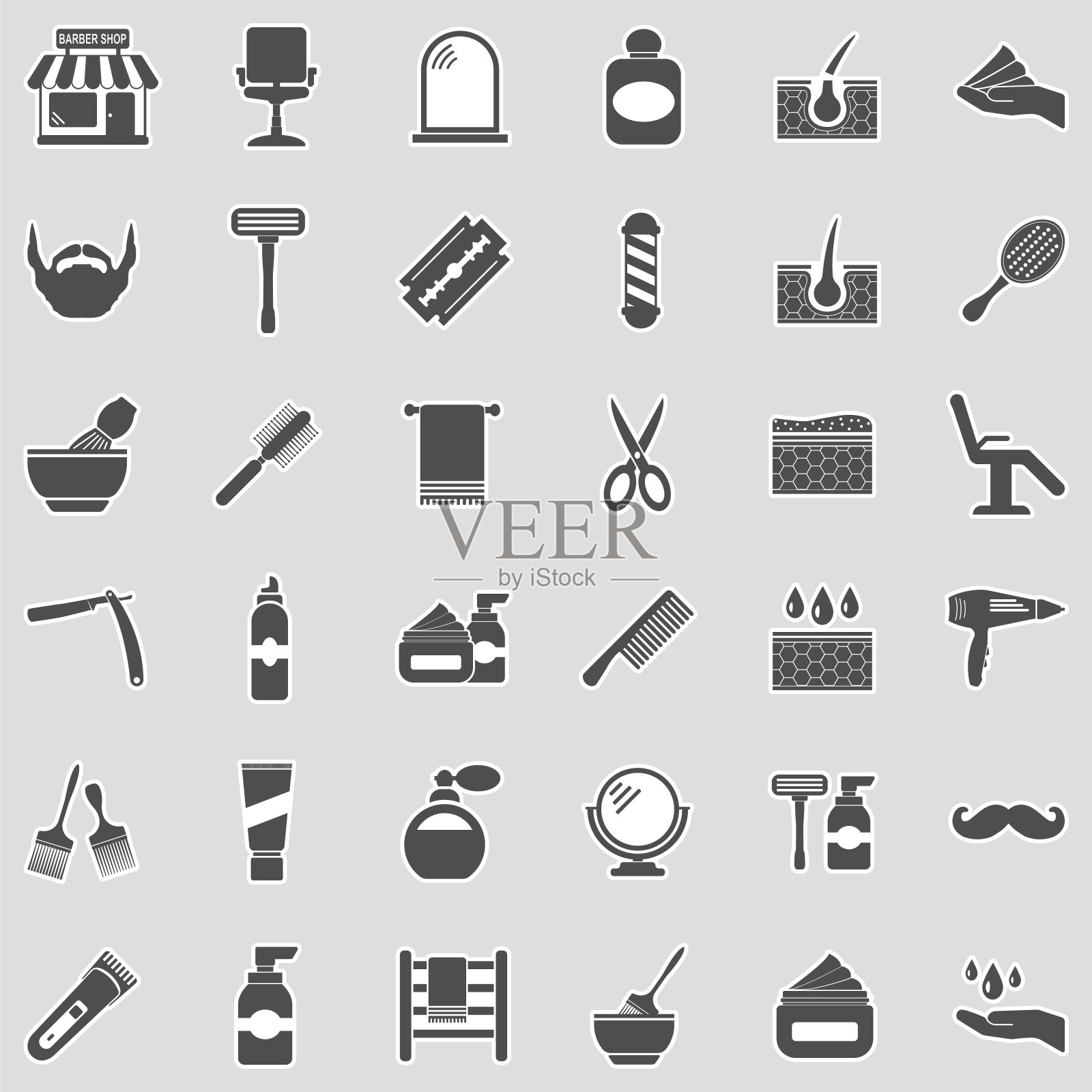 理发店图标。贴纸设计。矢量插图。图标素材