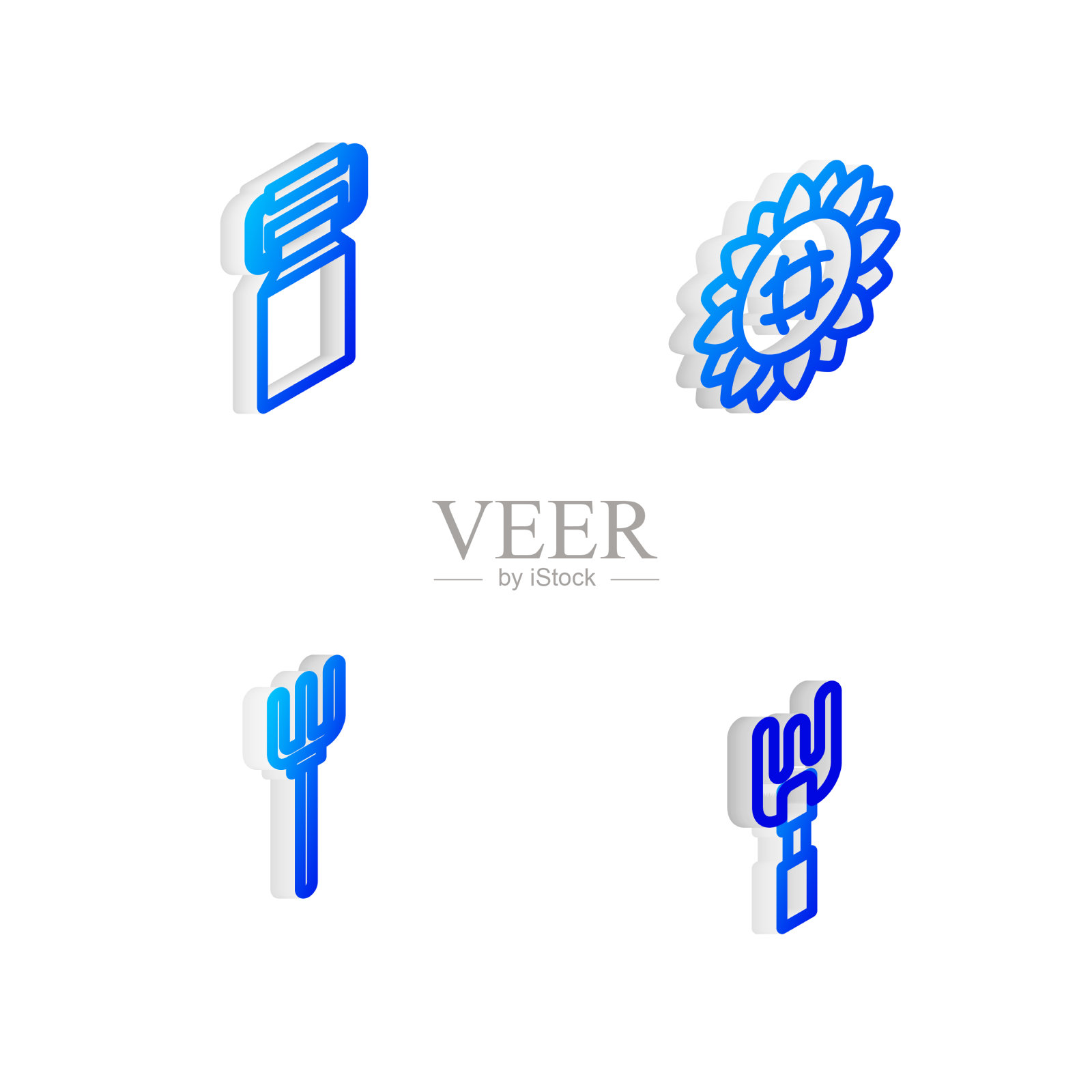 设置向日葵容器等距线图标素材