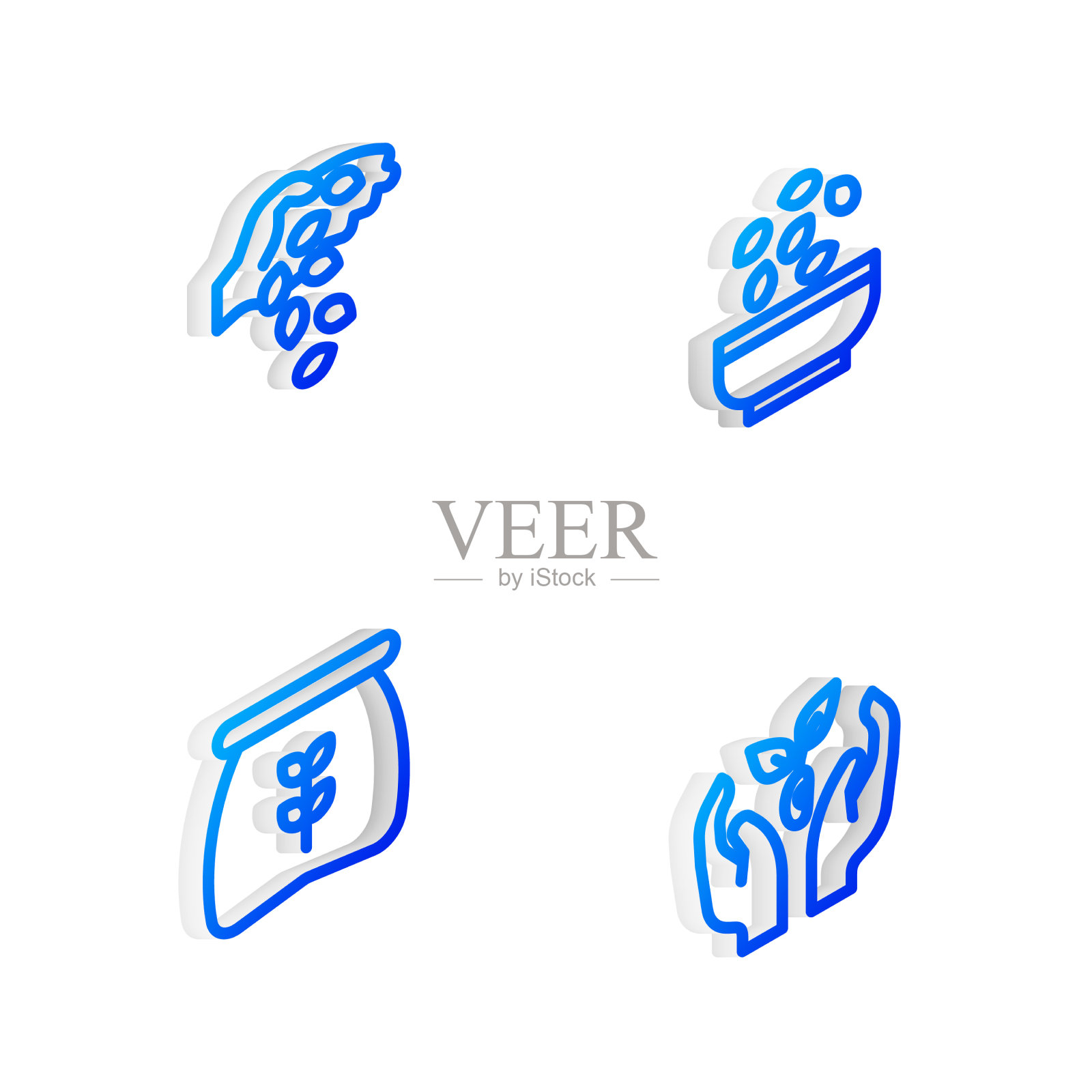 将等距线种子放入碗袋面粉中图标素材