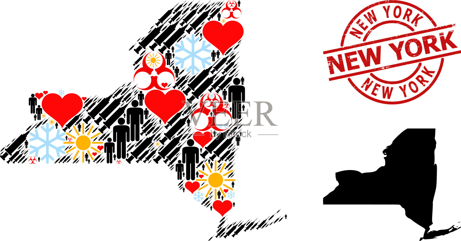 橡胶纽约密封和弹簧人感染插画图片素材