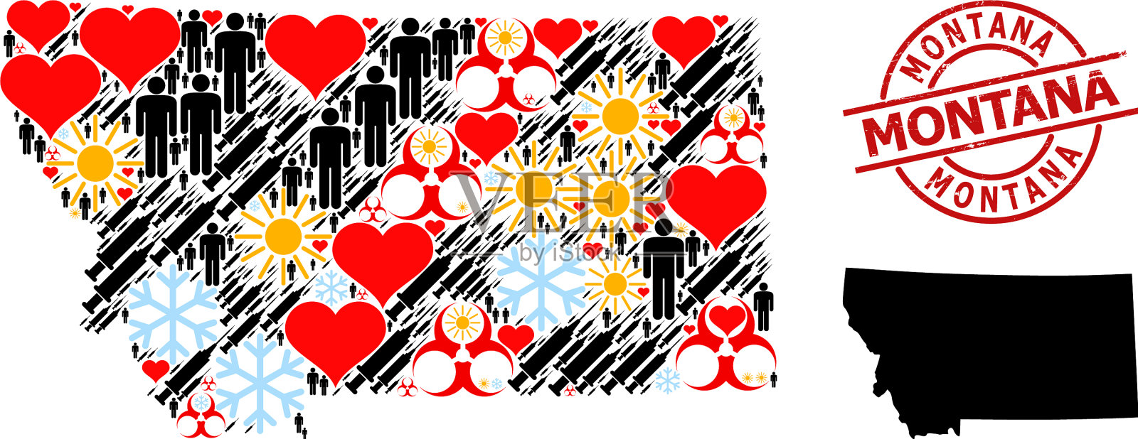 橡胶蒙大拿邮票和春季客户病毒插画图片素材