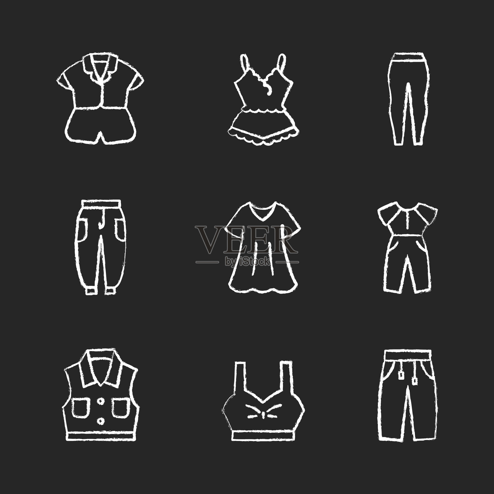 舒适的家居粉笔白色图标设置图标素材