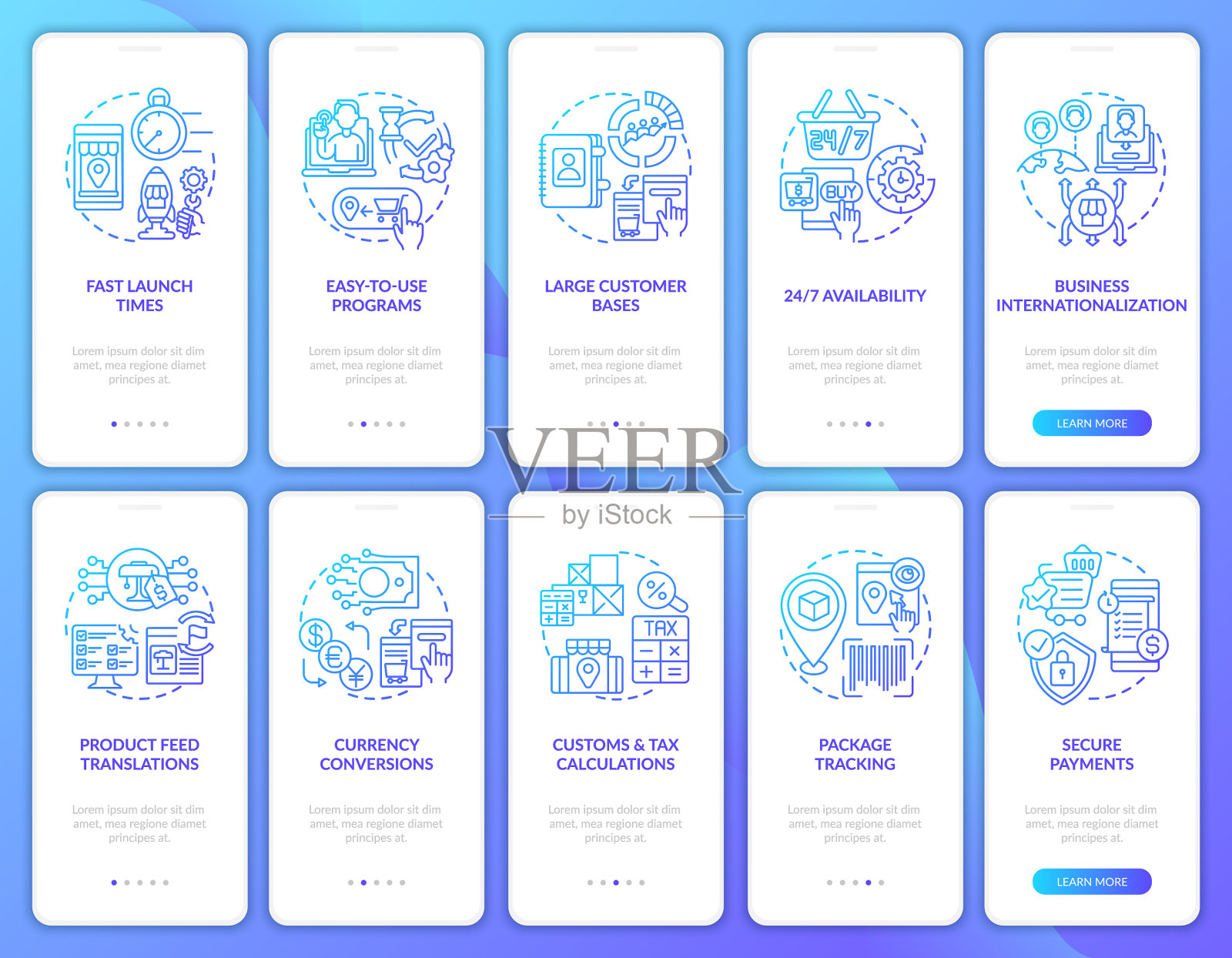 电子市场上车移动应用程序页面屏幕插画图片素材