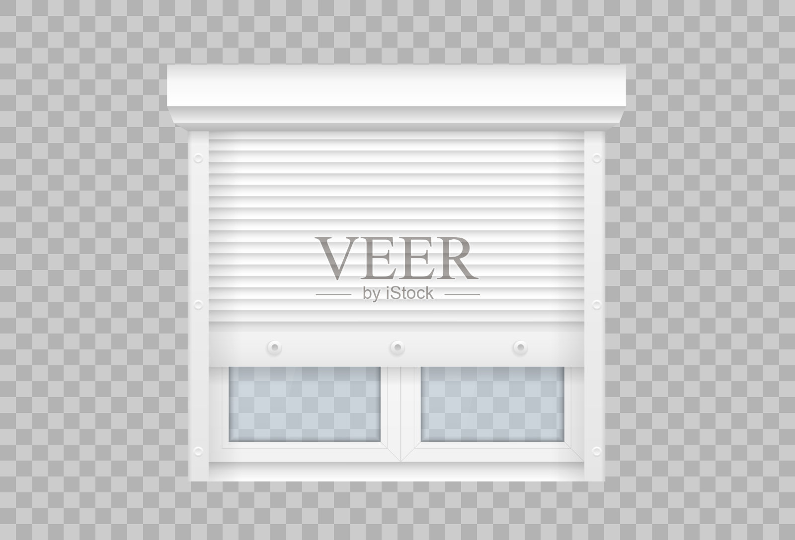 设置现实的窗户金属滚轮百叶窗插画图片素材