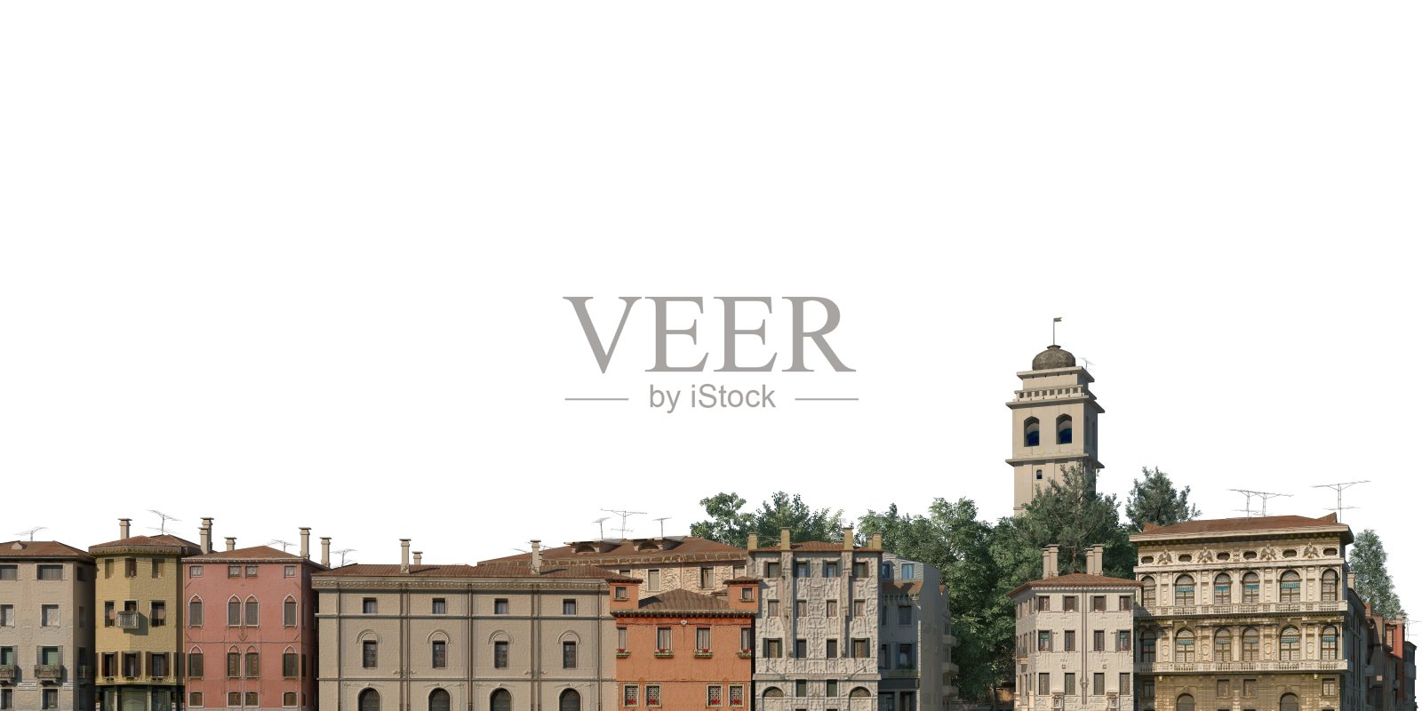 城市景观3d插图孤立在白色背景照片摄影图片