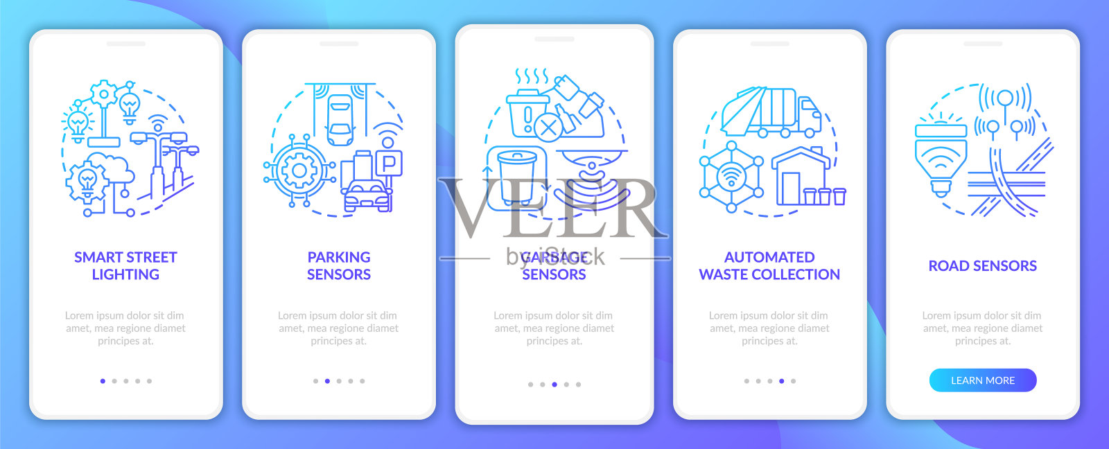 智能城市结构上车手机app页面画面设计模板素材