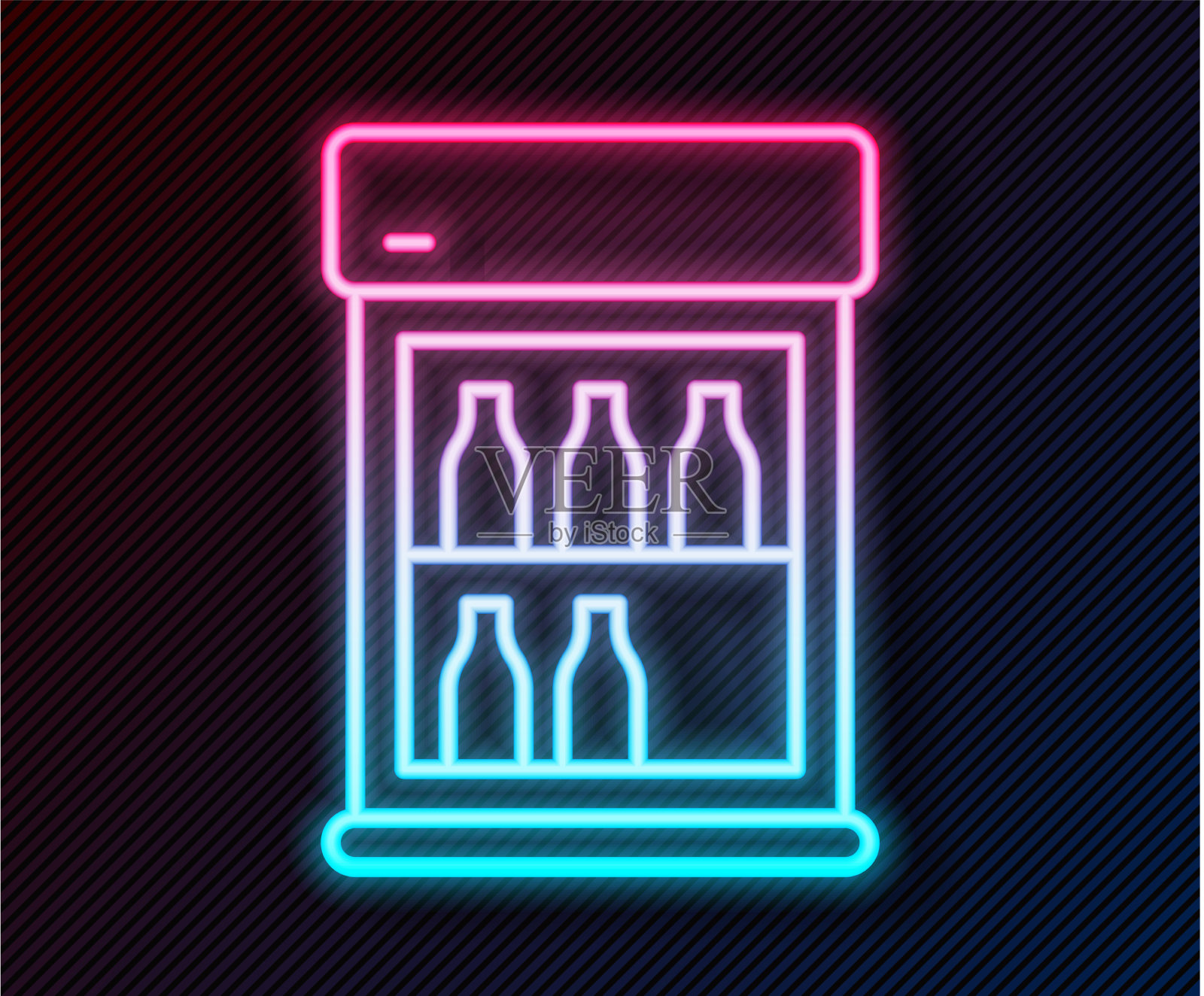 发光的霓虹灯线商业冰箱储存插画图片素材