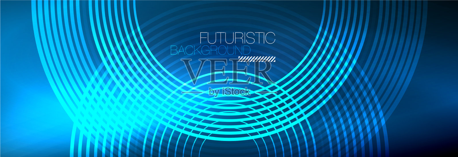 暗抽象背景与发光的霓虹灯圈插画图片素材