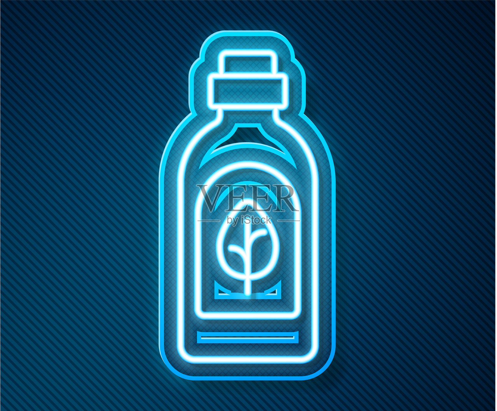 霓虹灯线精油瓶图标插画图片素材