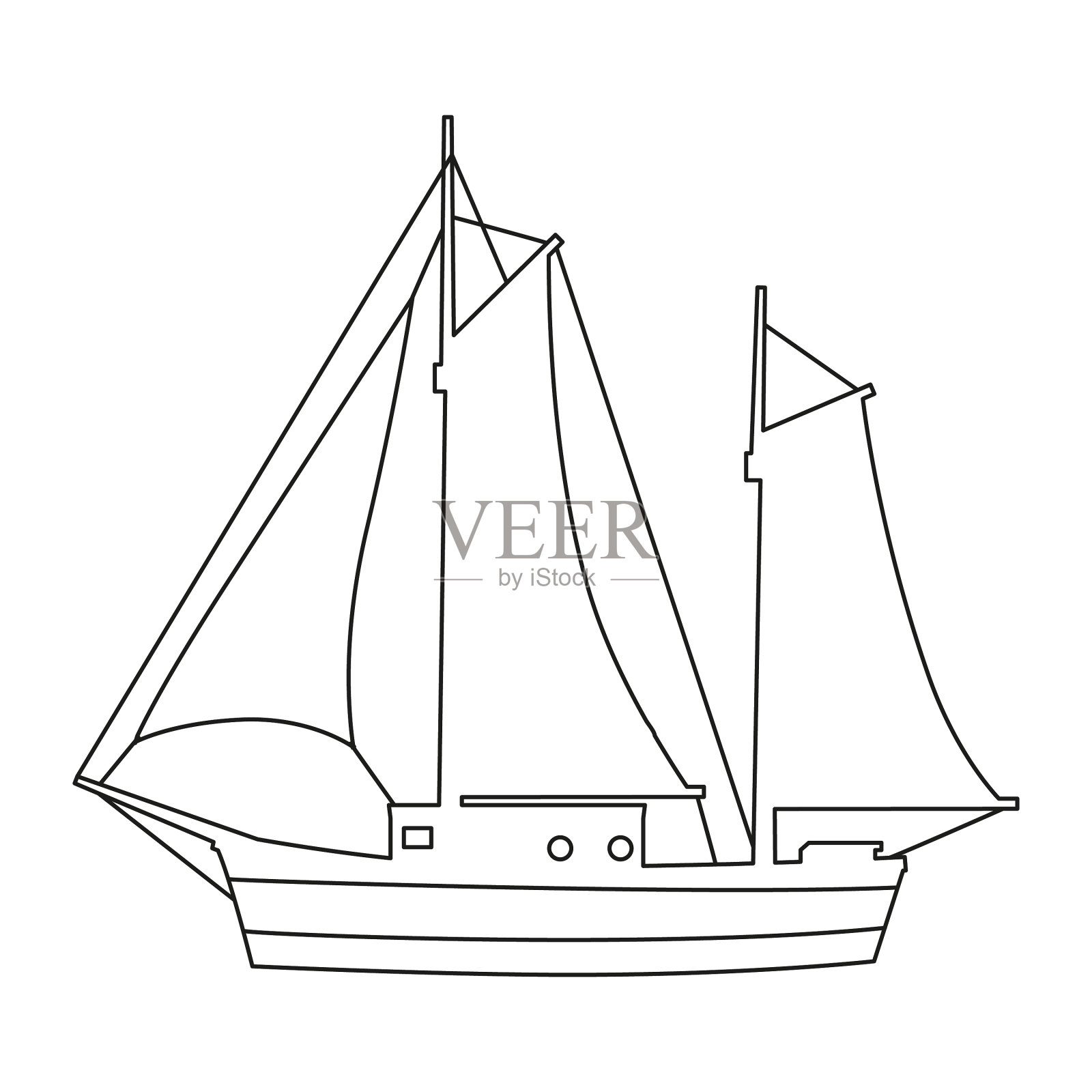 帆船线图标标志设计海军小舟设计元素图片