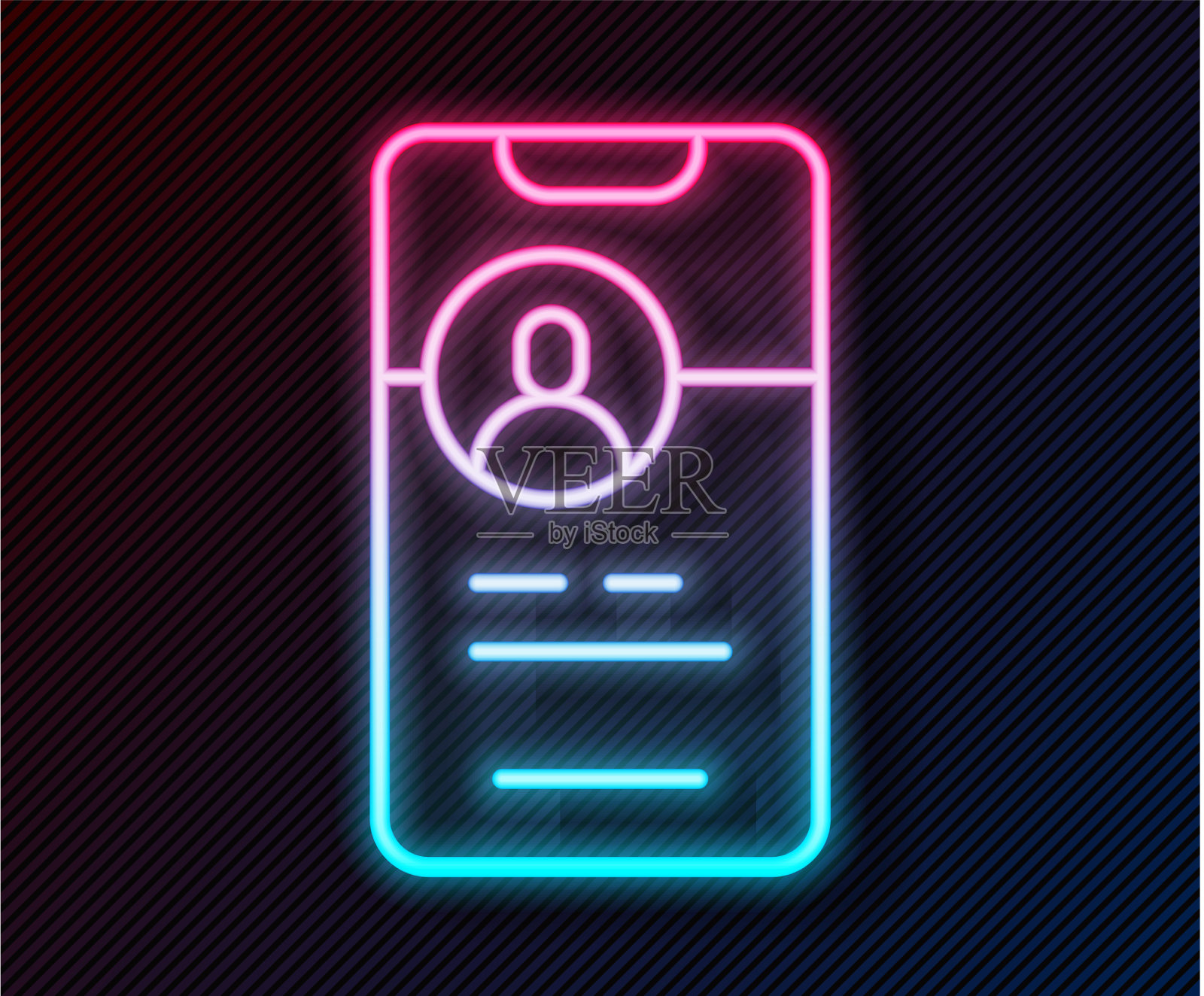 发光的霓虹灯线约会应用在线移动概念插画图片素材