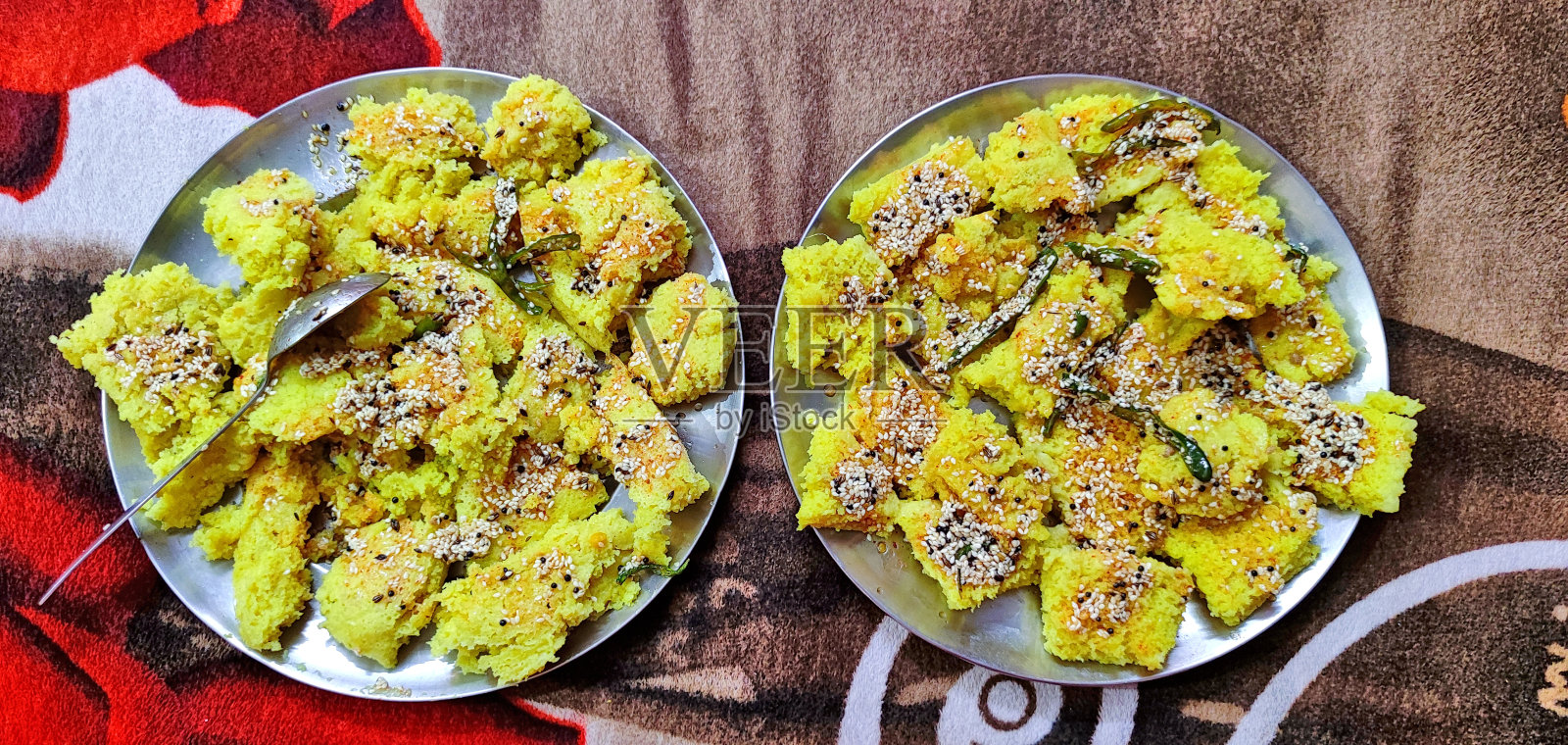 印度的Dhokla小吃照片摄影图片