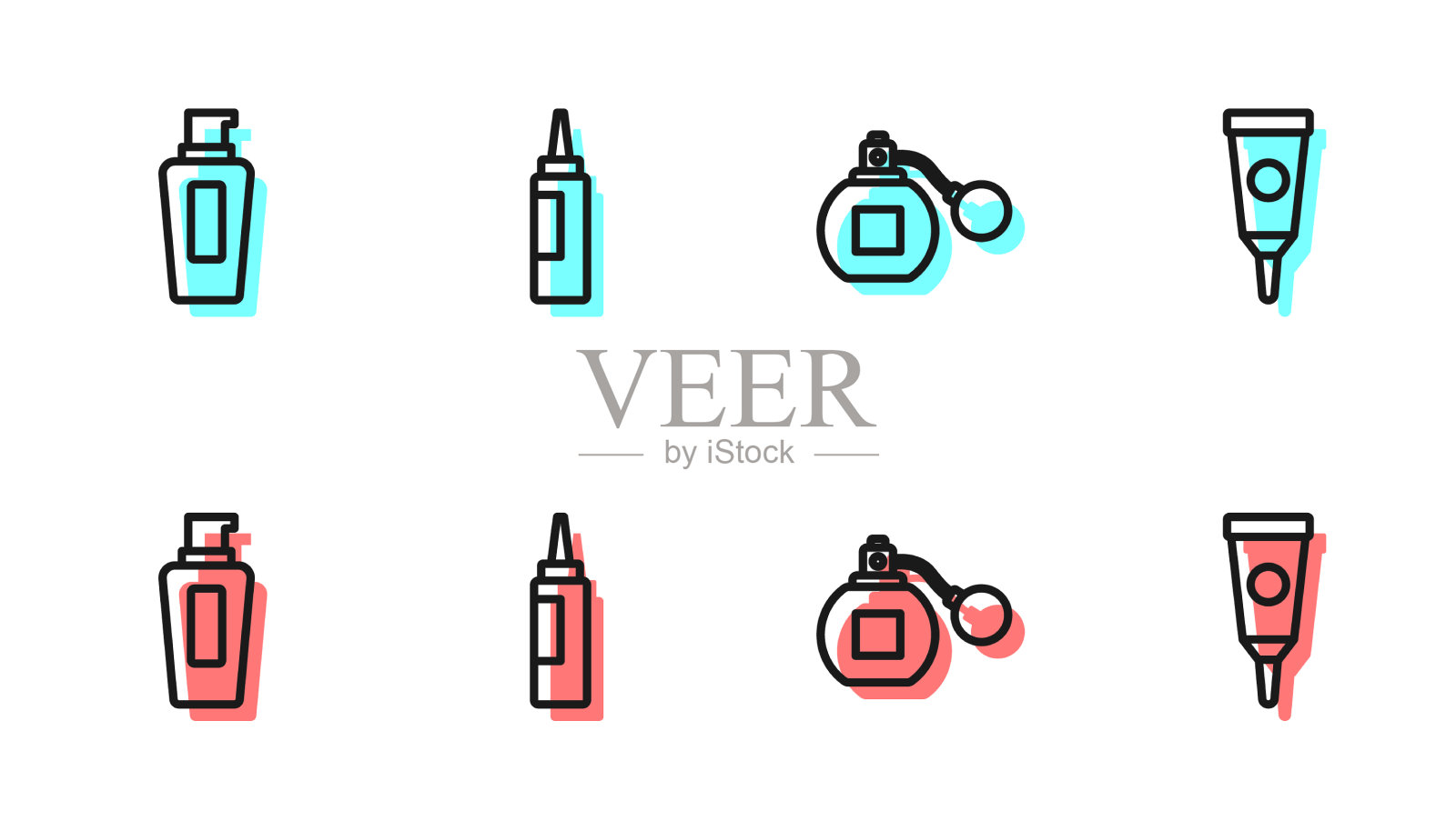 定线香水瓶、洗发膏或插画图片素材