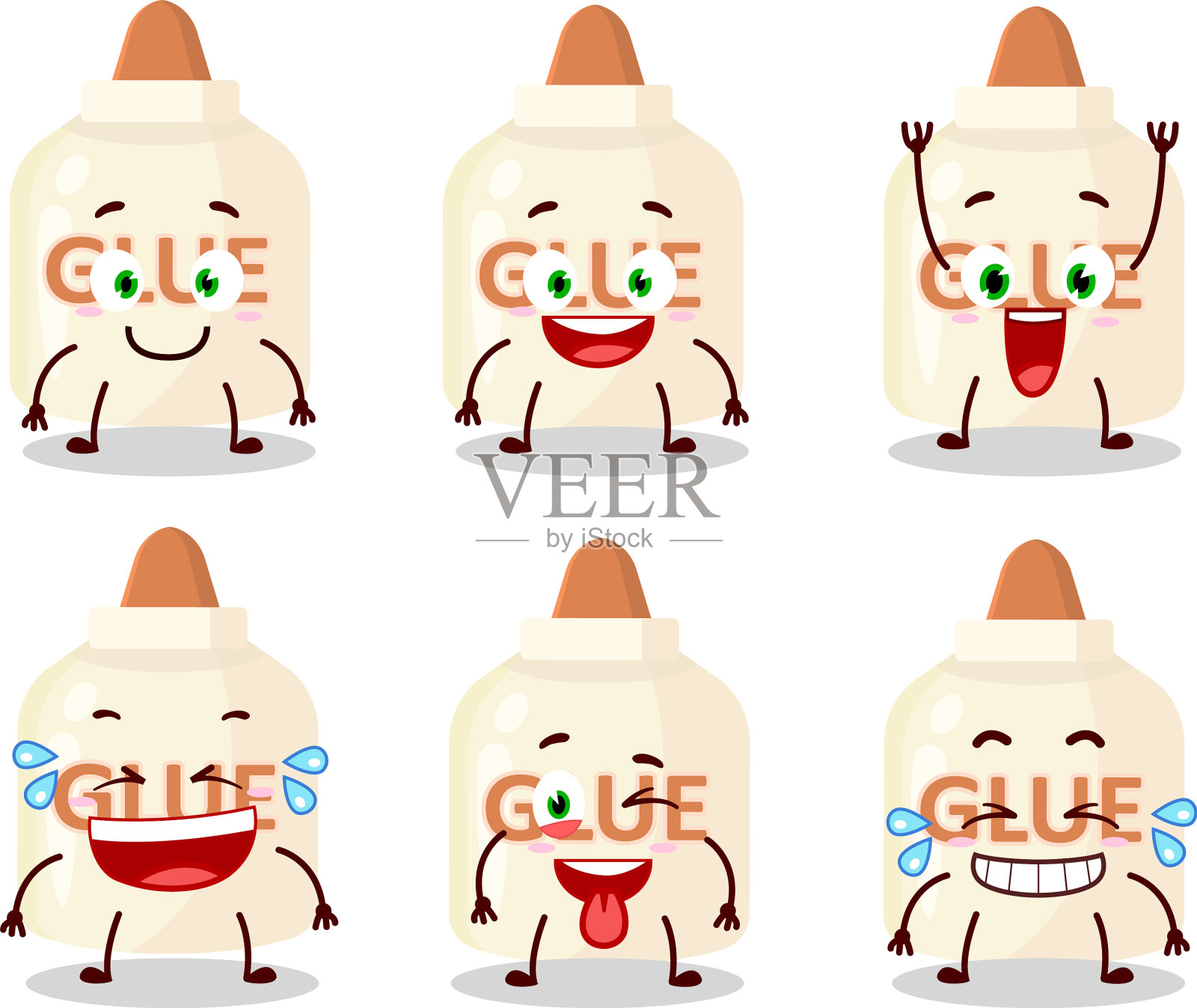 卡通人物带着微笑粘在一起插画图片素材