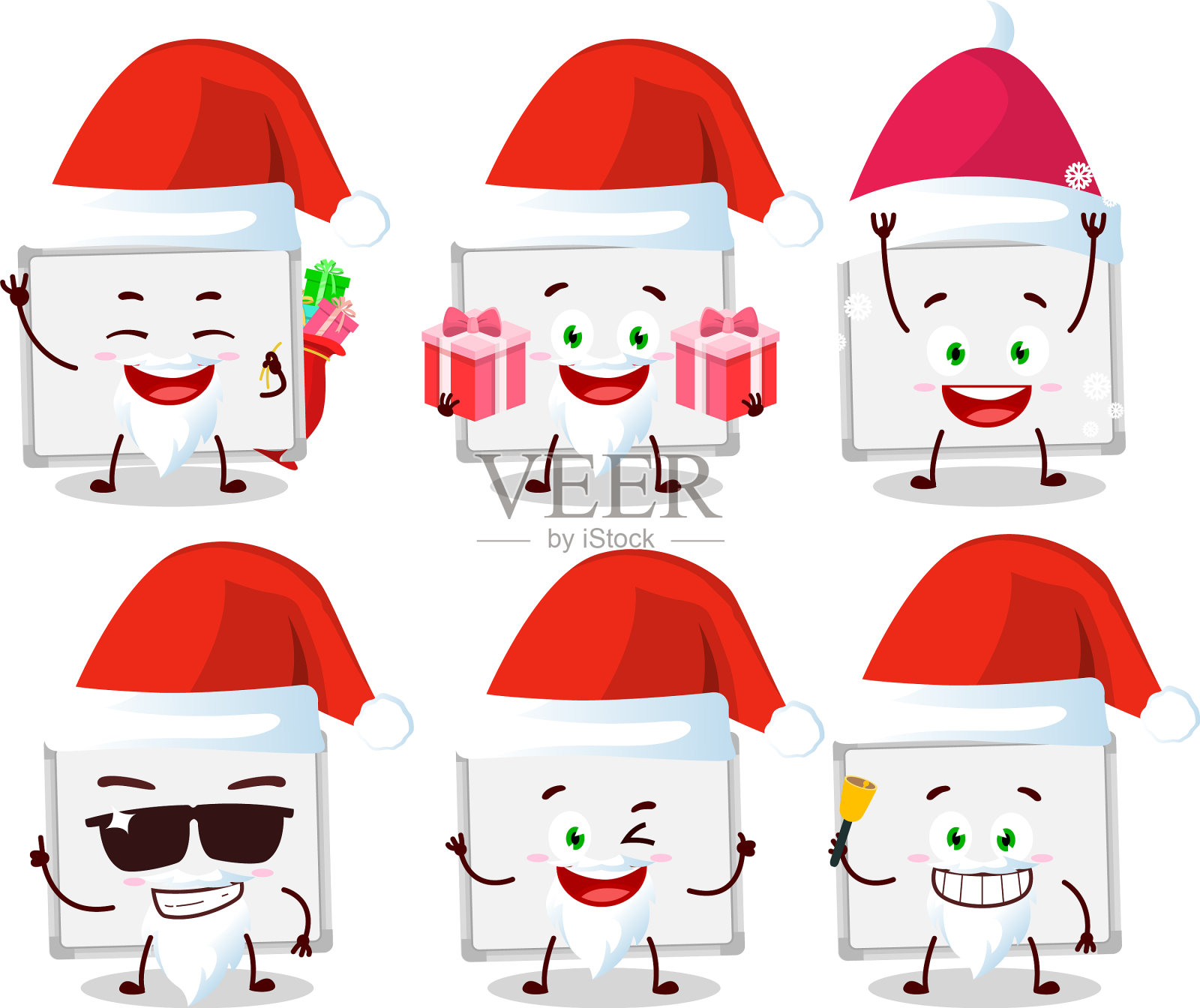 带有白板卡通的圣诞老人表情符号图标素材
