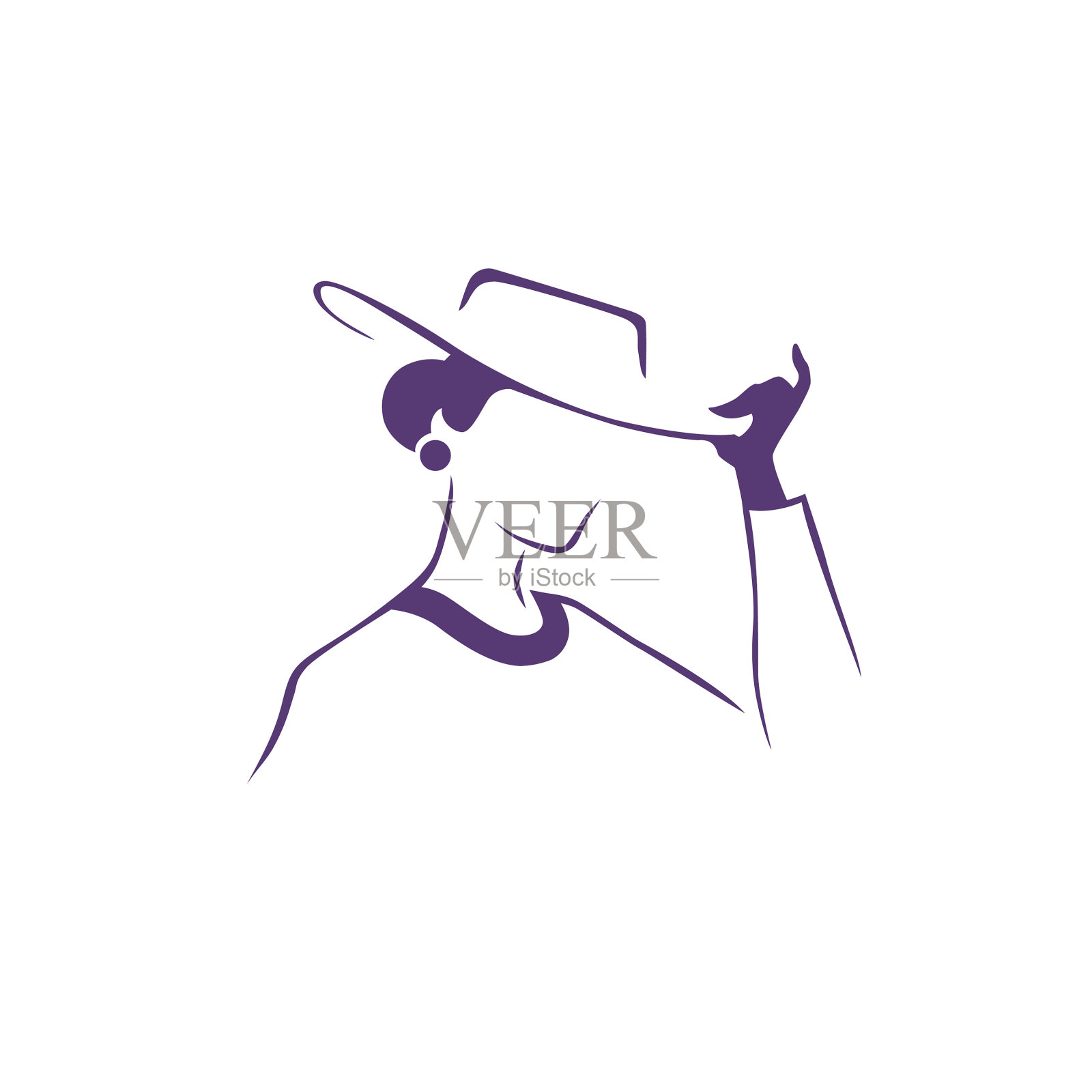 美丽的年轻女士在帽子肖像孤立设计元素图片