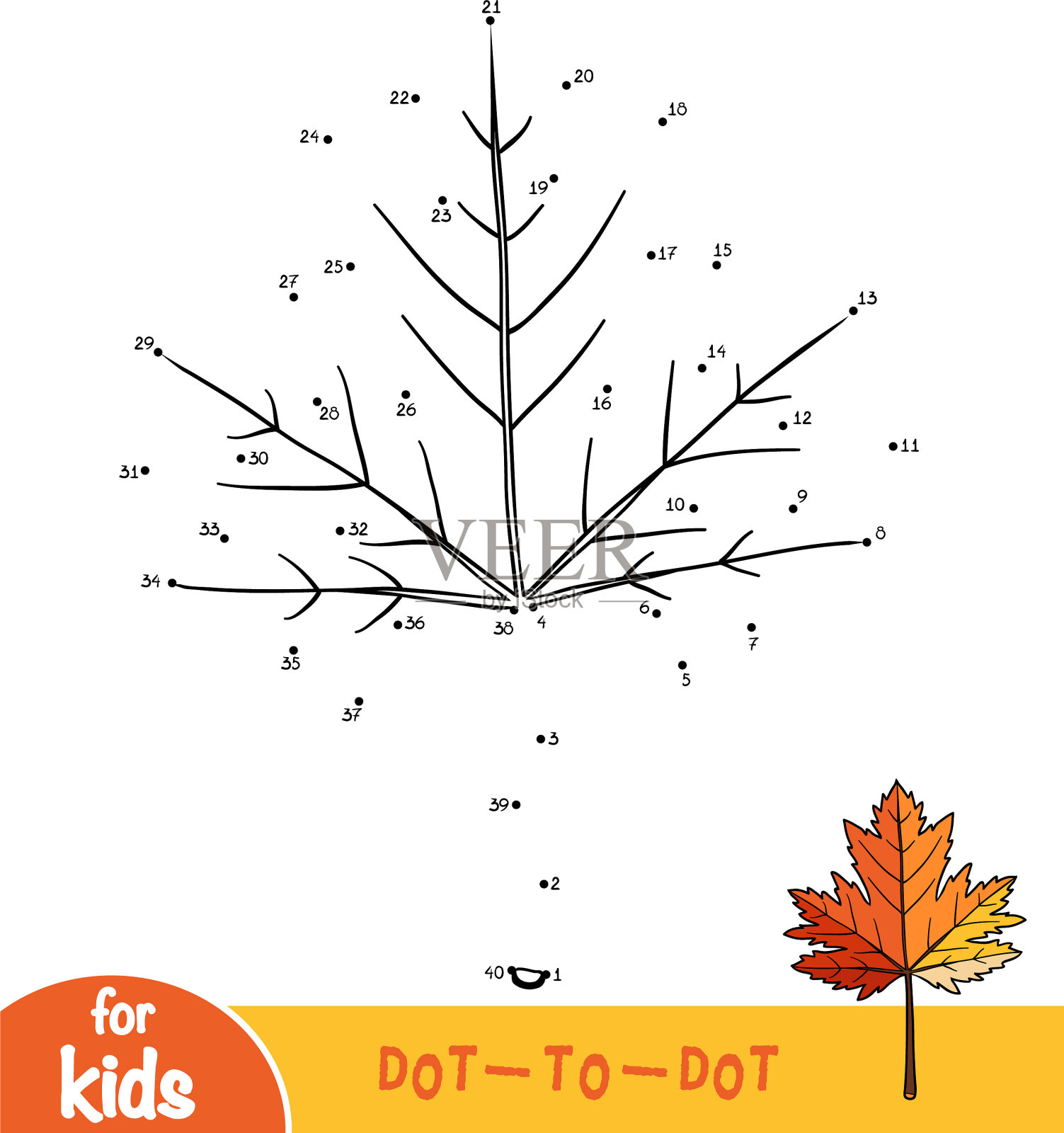 数字游戏为枫叶儿童教育游戏插画图片素材