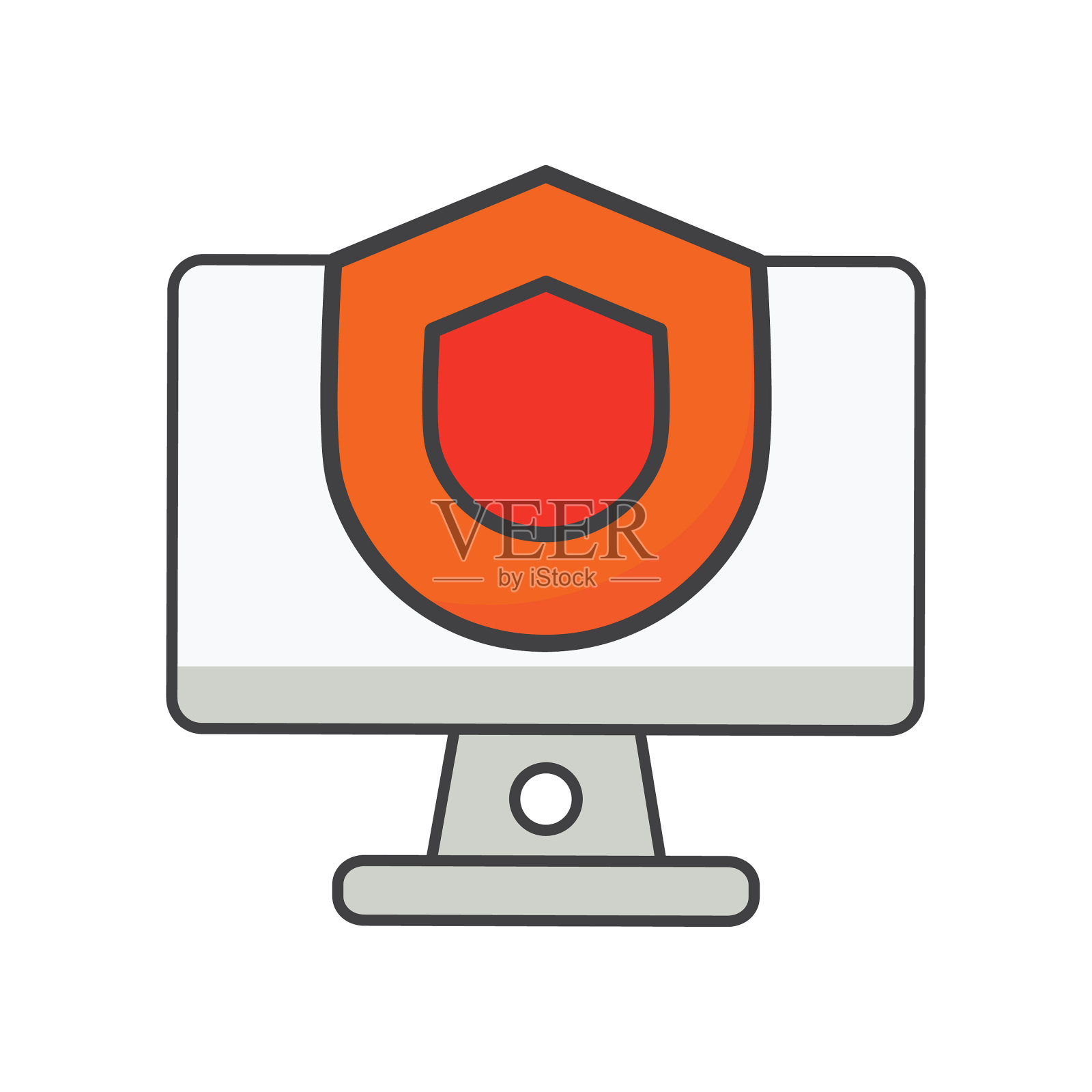 电脑带保护屏图标电脑图标素材