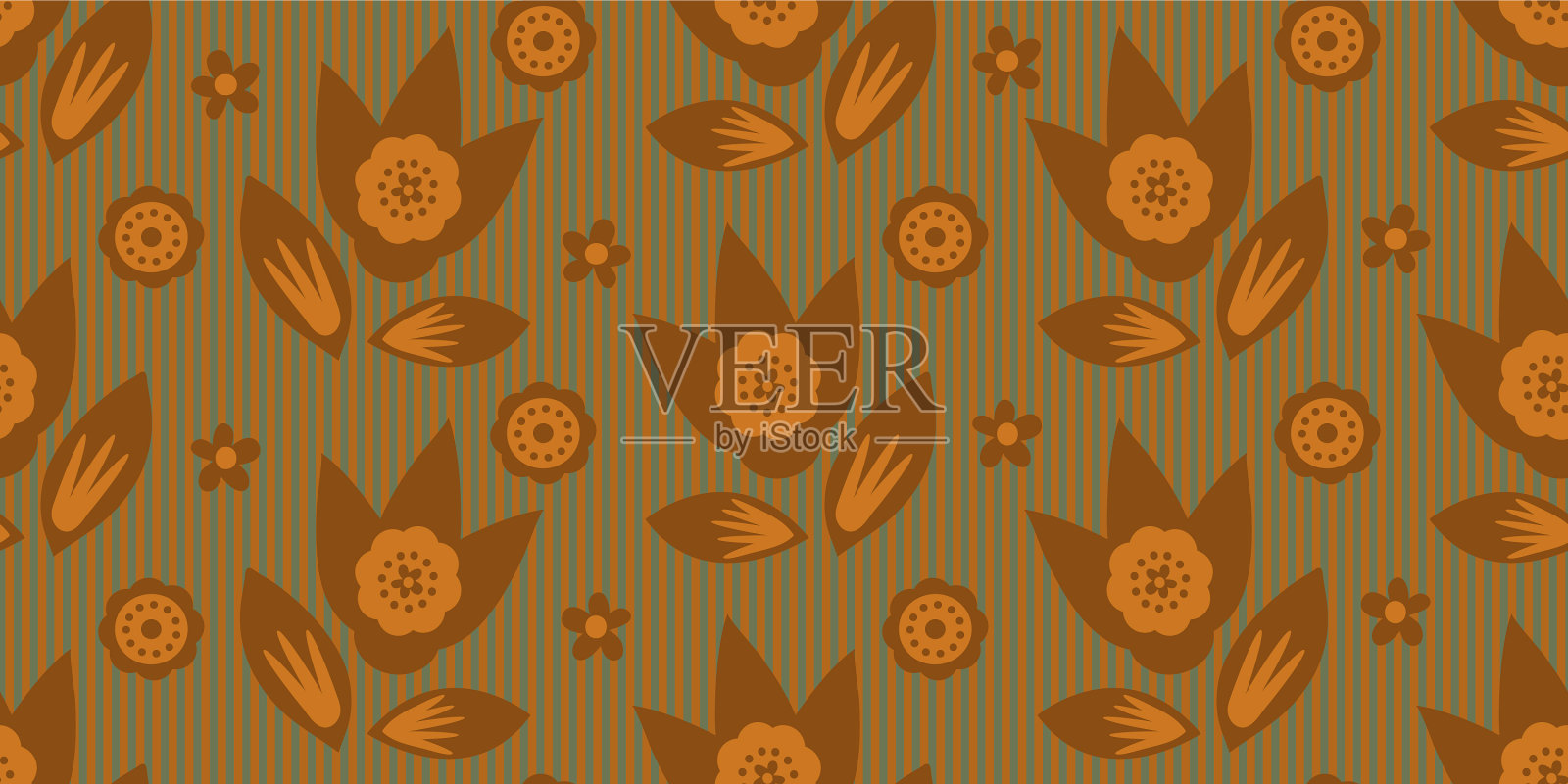 现代野花图形无缝边界插画图片素材