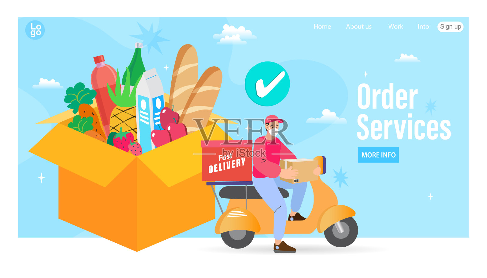 在线送货电话的概念。快速响应快递包裹运输上的移动。在线订单跟踪与地图。矢量图插画图片素材